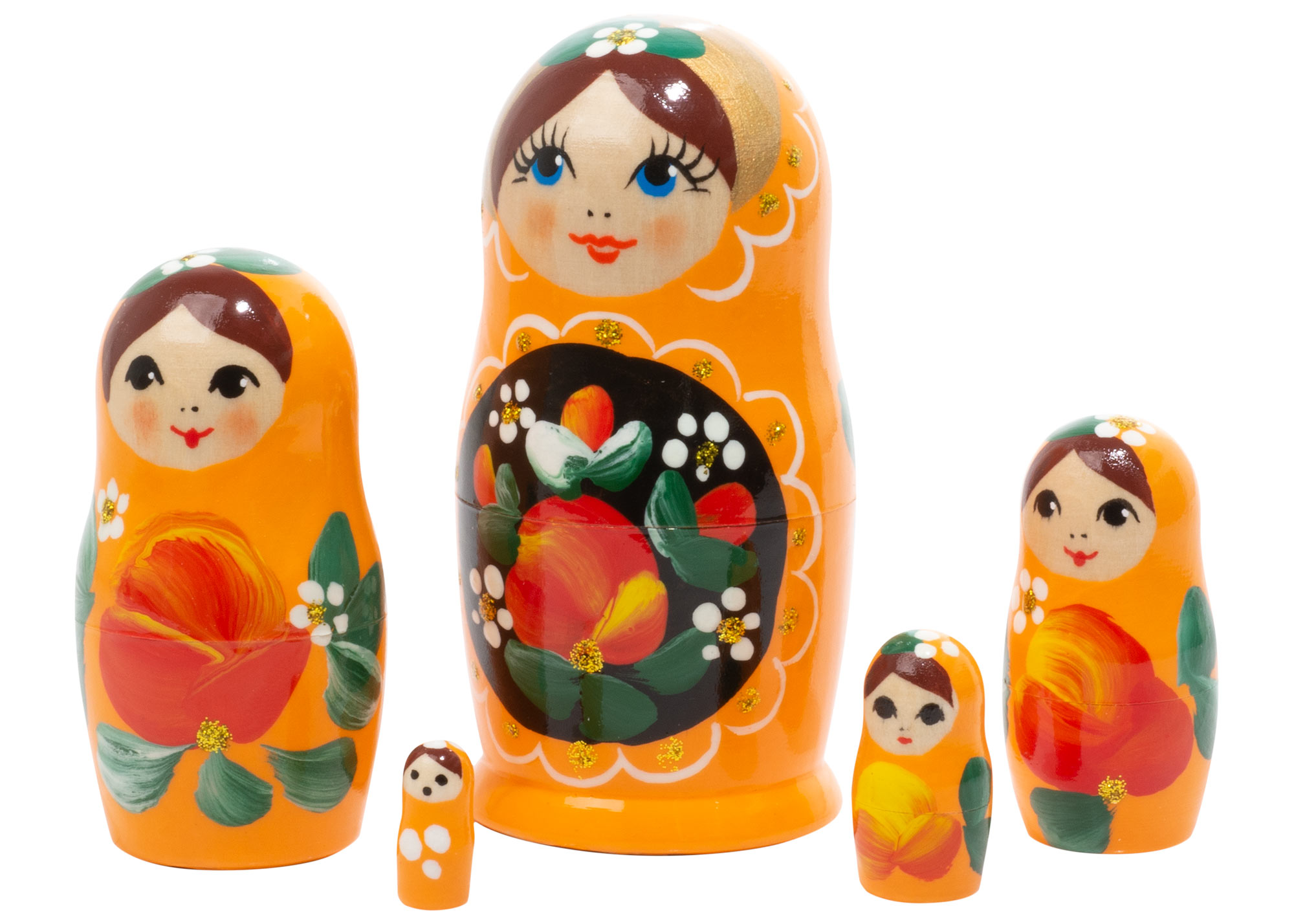 Buy Orange Art Nesting Doll 5pc./4" at GoldenCockerel.com