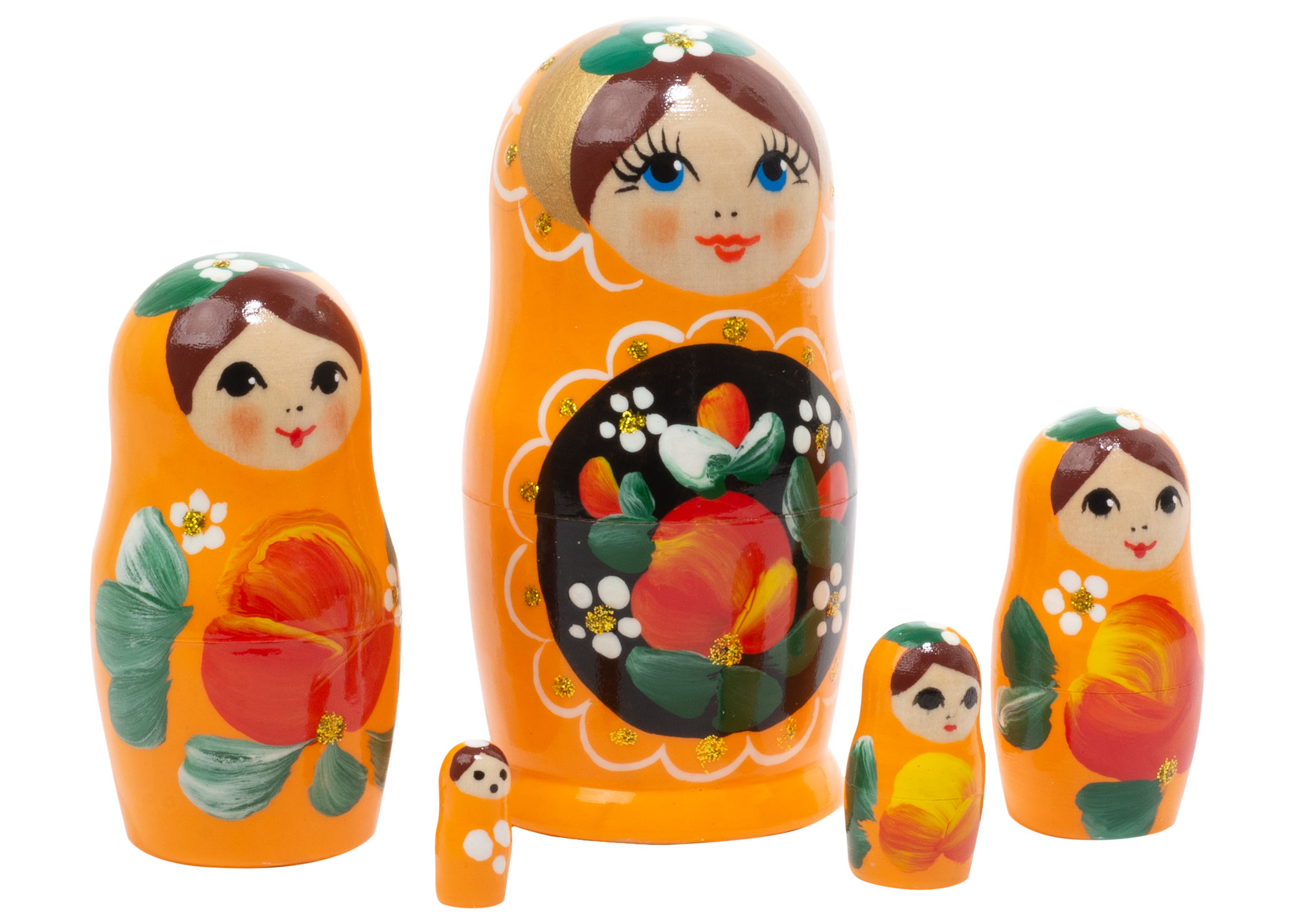 Buy Orange Art Nesting Doll 5pc./4" at GoldenCockerel.com