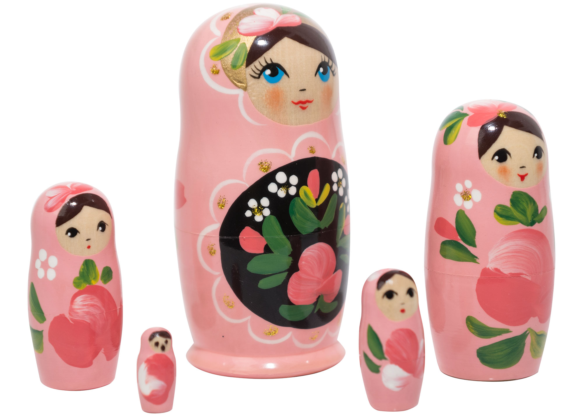 Pink Art Matryoshka Doll 5pc../4 – Inexpensive Pink Matryoshka Doll