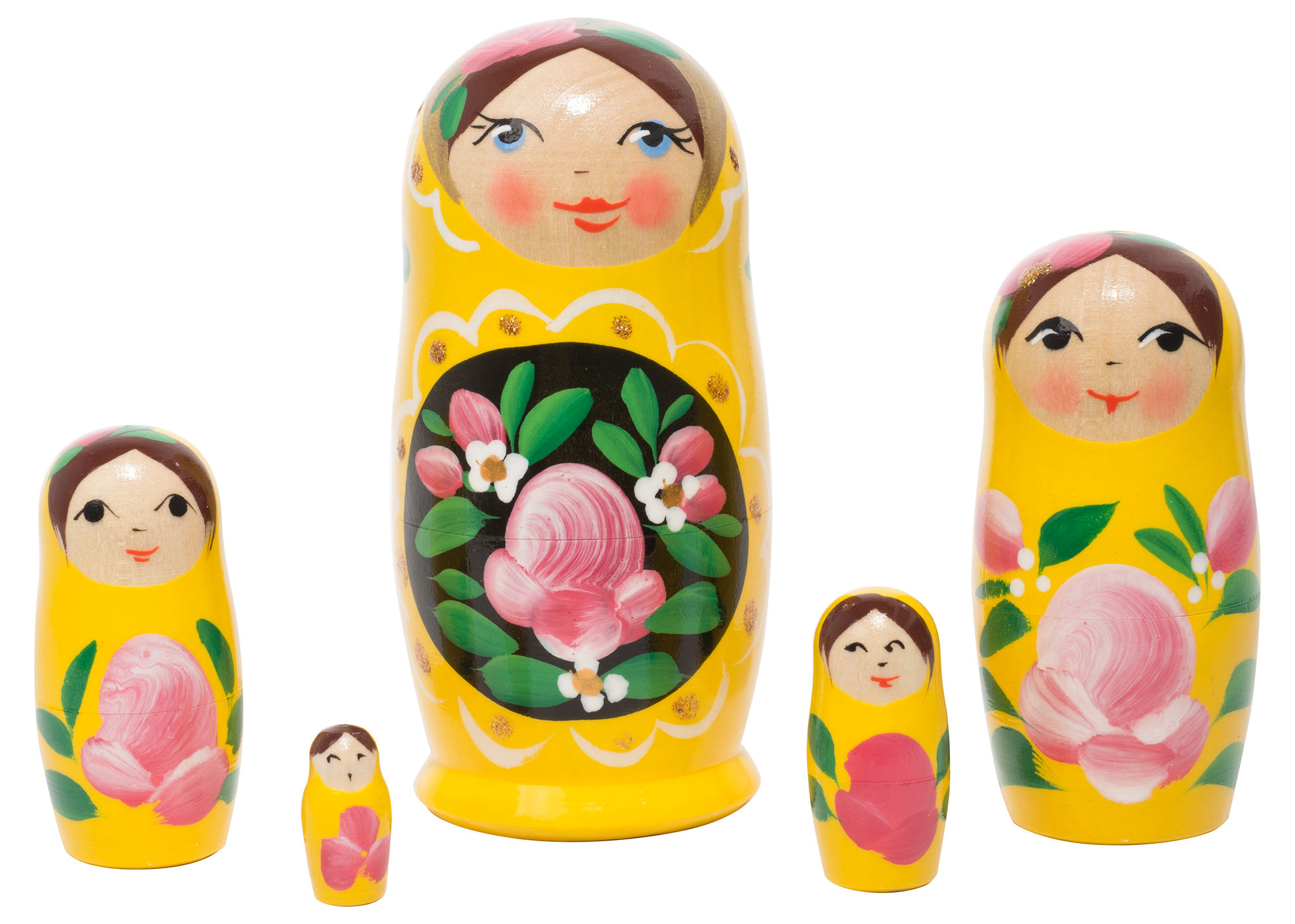 Buy Yellow Art Nesting Doll 5pc./4" at GoldenCockerel.com