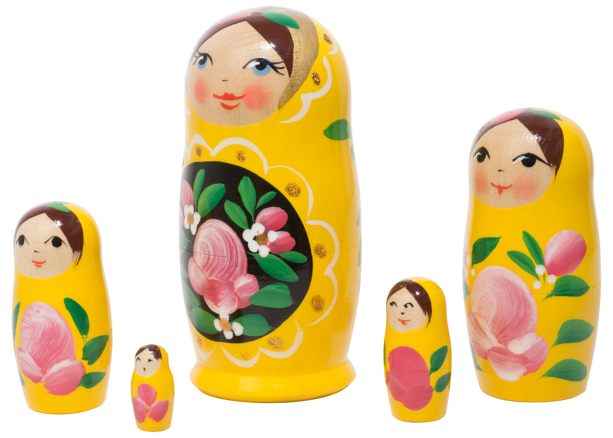 Buy Yellow Art Nesting Doll 5pc./4" at GoldenCockerel.com