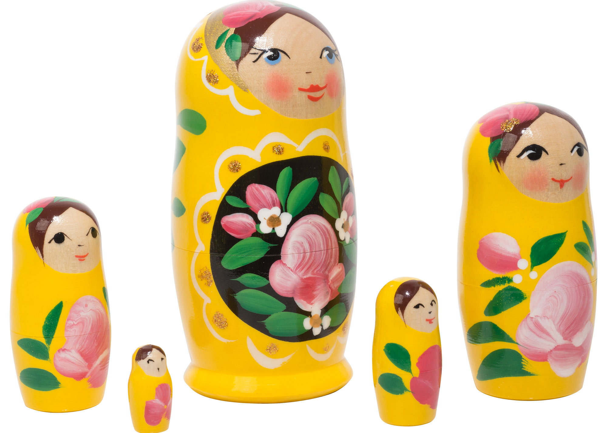 Buy Yellow Art Nesting Doll 5pc./4" at GoldenCockerel.com