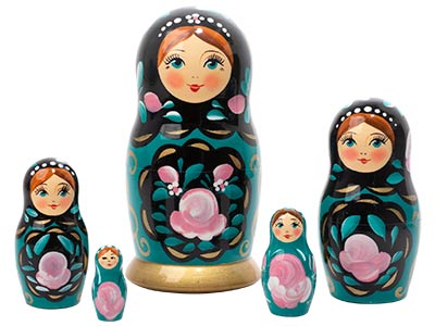 Dark Blue Art Matryoshka Doll 5pc./4