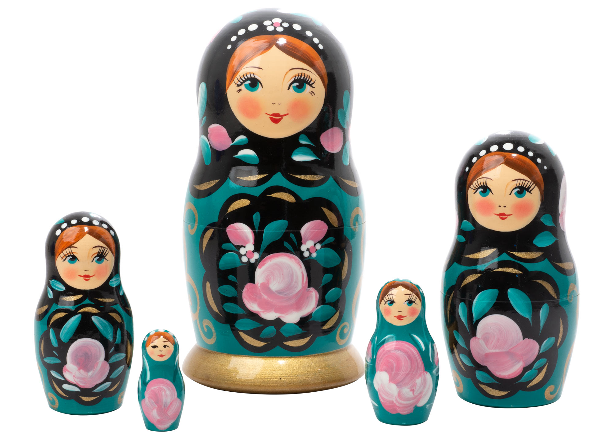 Buy Teal Classical Art Nesting Doll 5pc./6" at GoldenCockerel.com