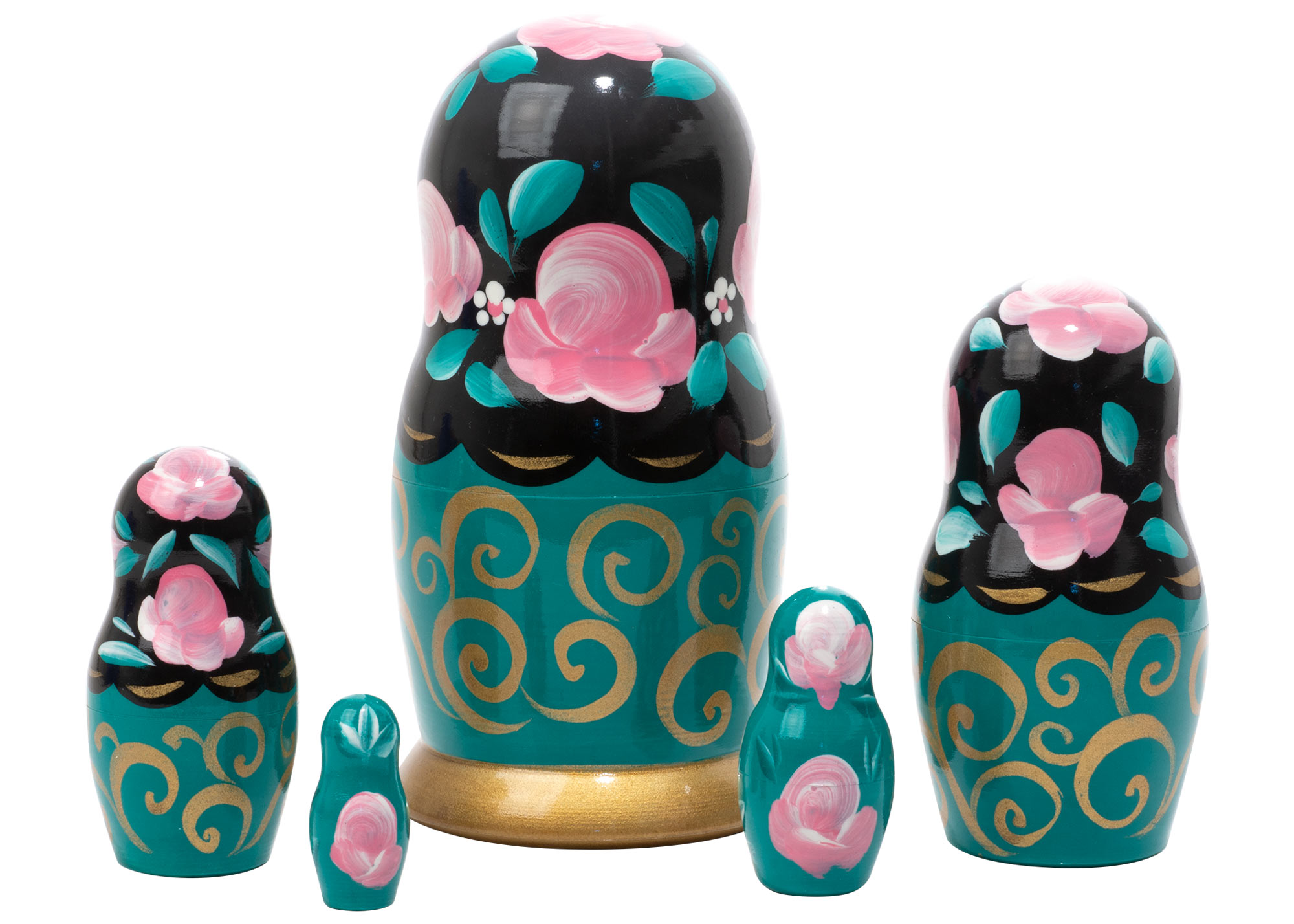 Buy Teal Classical Art Nesting Doll 5pc./6" at GoldenCockerel.com