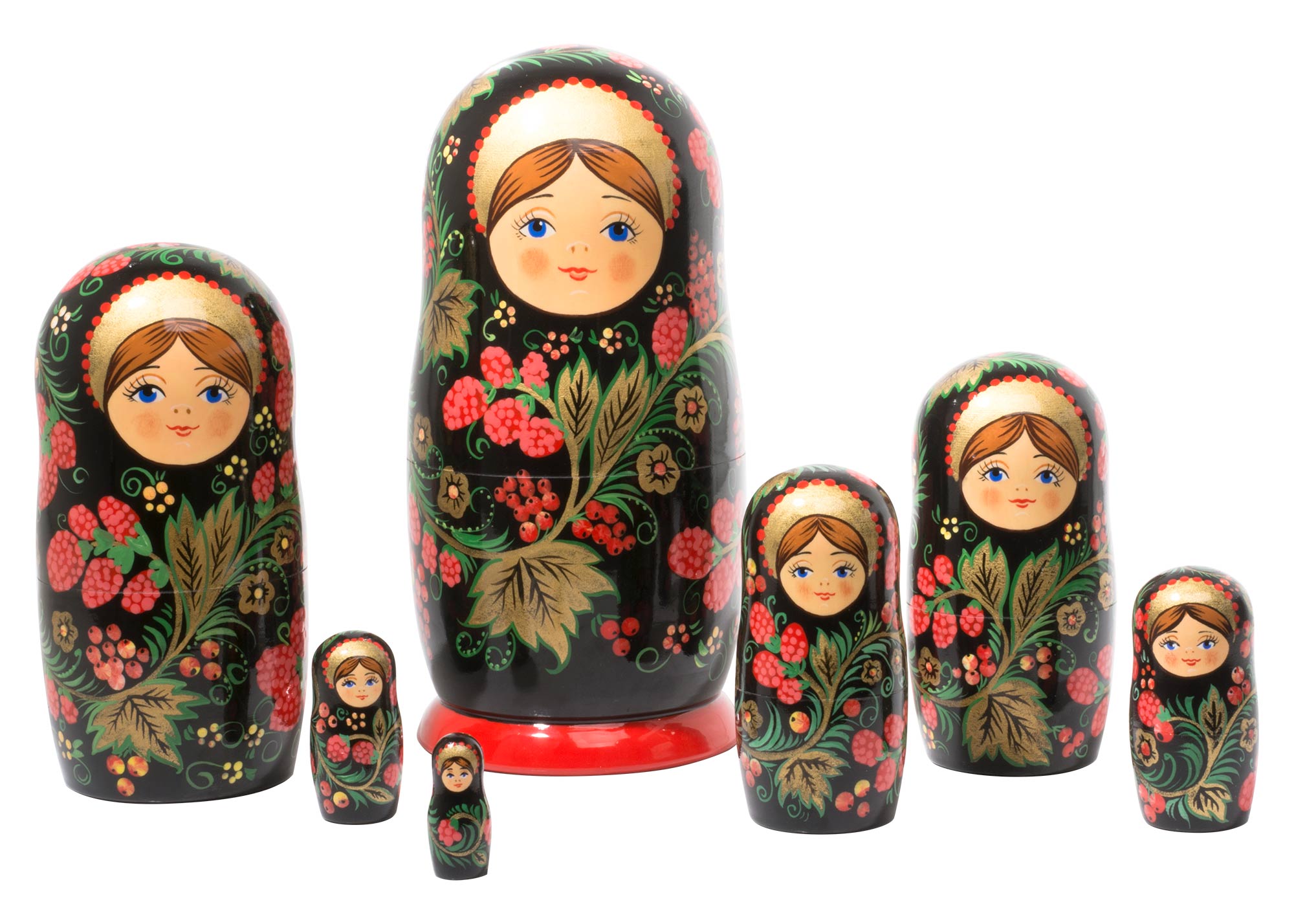 Buy Khokhloma Nesting Doll 7pc./8" at GoldenCockerel.com