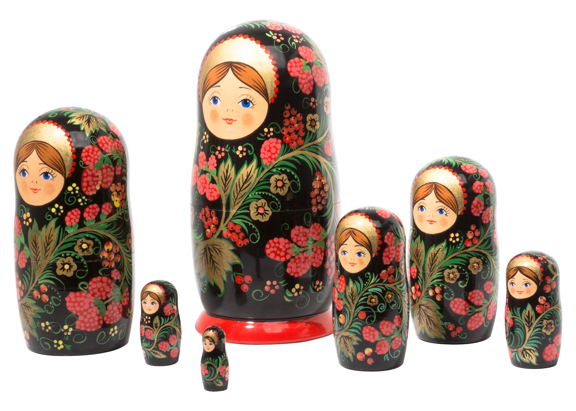 Buy Khokhloma Nesting Doll 7pc./8" at GoldenCockerel.com