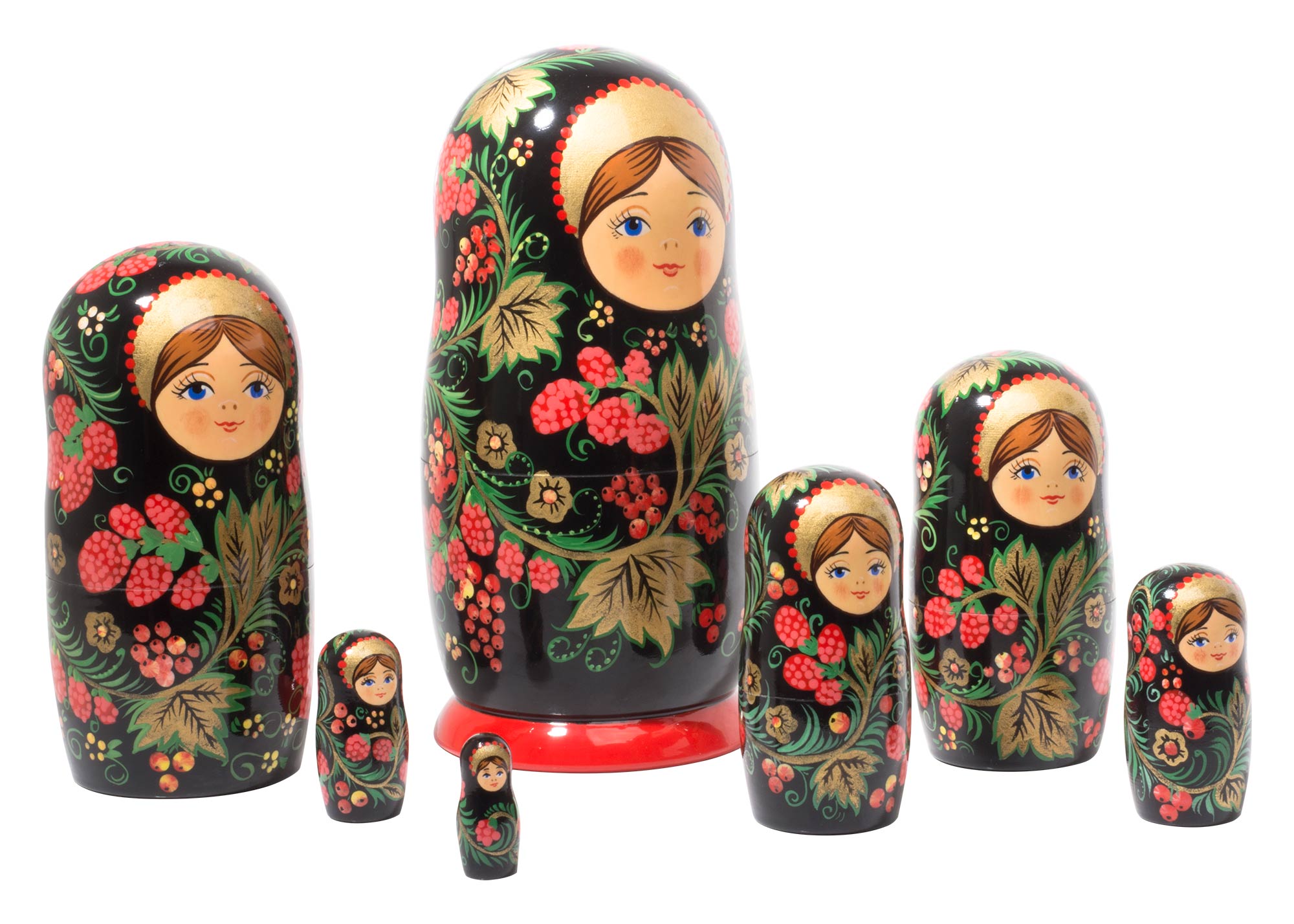 Buy Khokhloma Nesting Doll 7pc./8" at GoldenCockerel.com