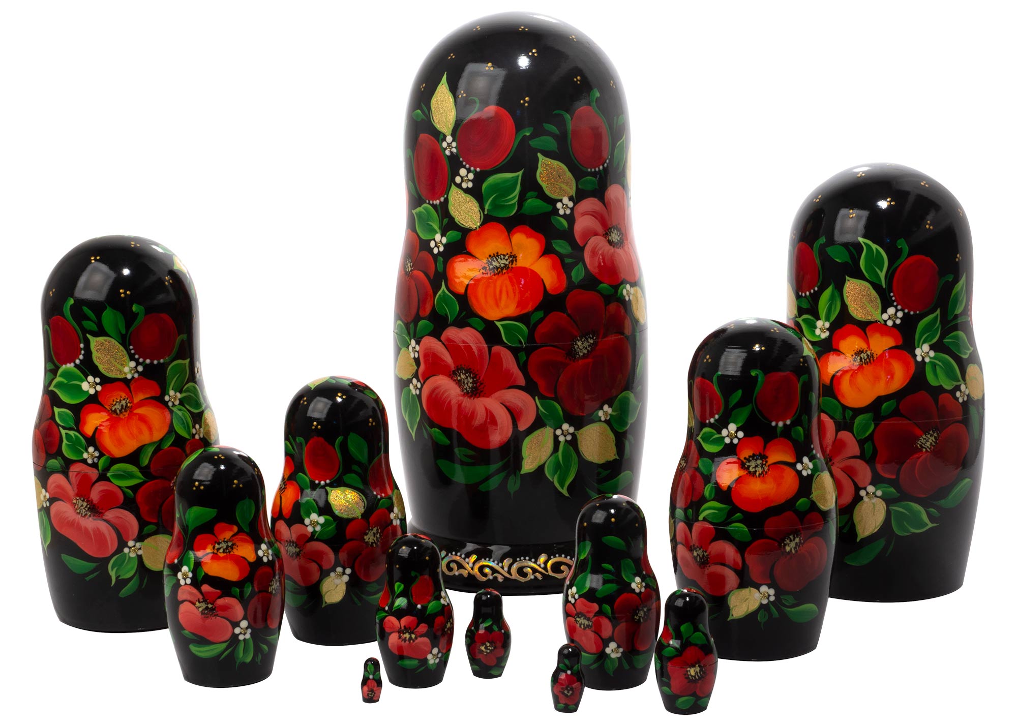 Buy Scarlet Pansy Flowers Nesting Doll 12pc./12" at GoldenCockerel.com