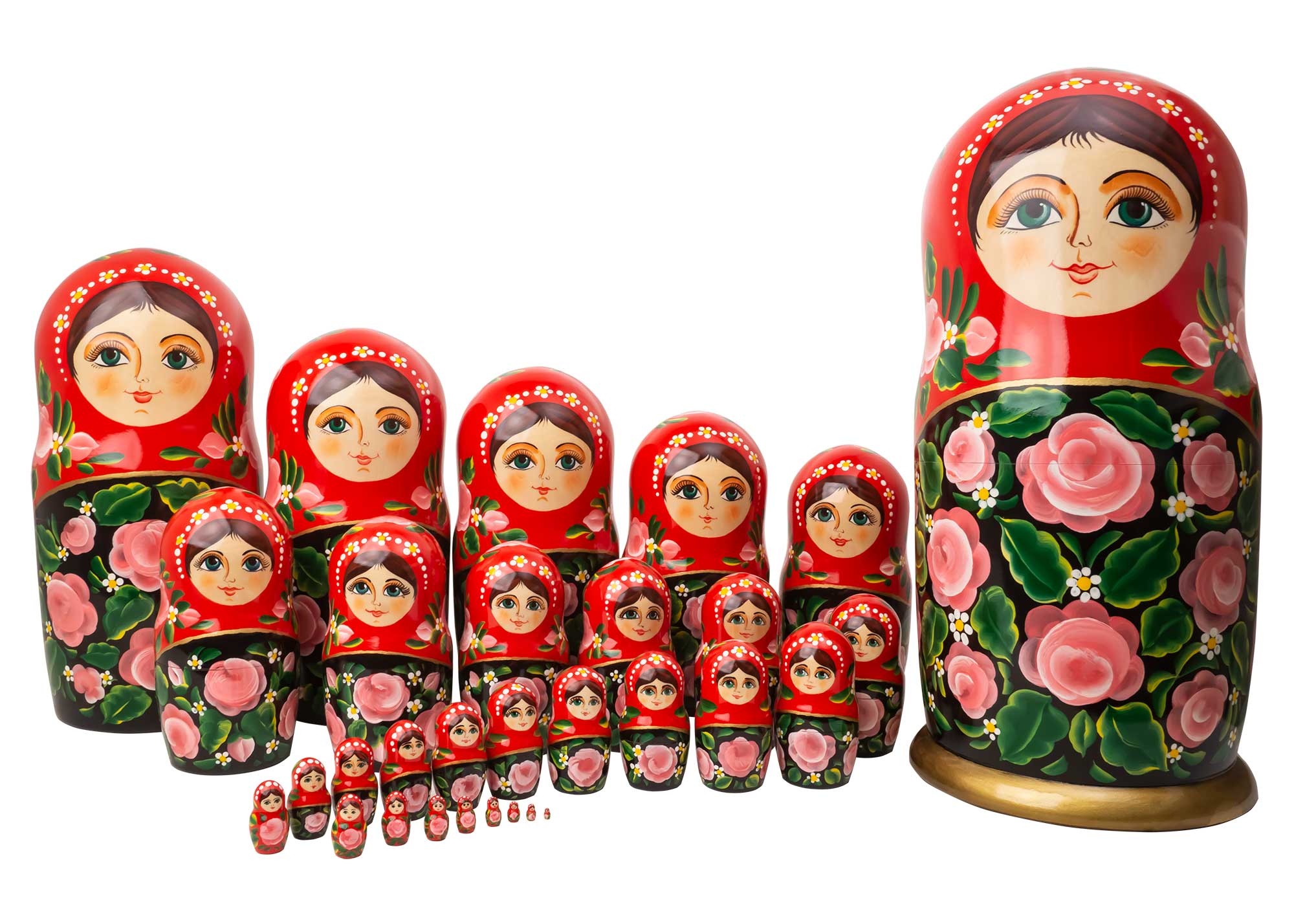 Nesting Dolls w/ Floral Art 5 pcs 7" Russian Doll Matryoshka Hand Painted Russia 