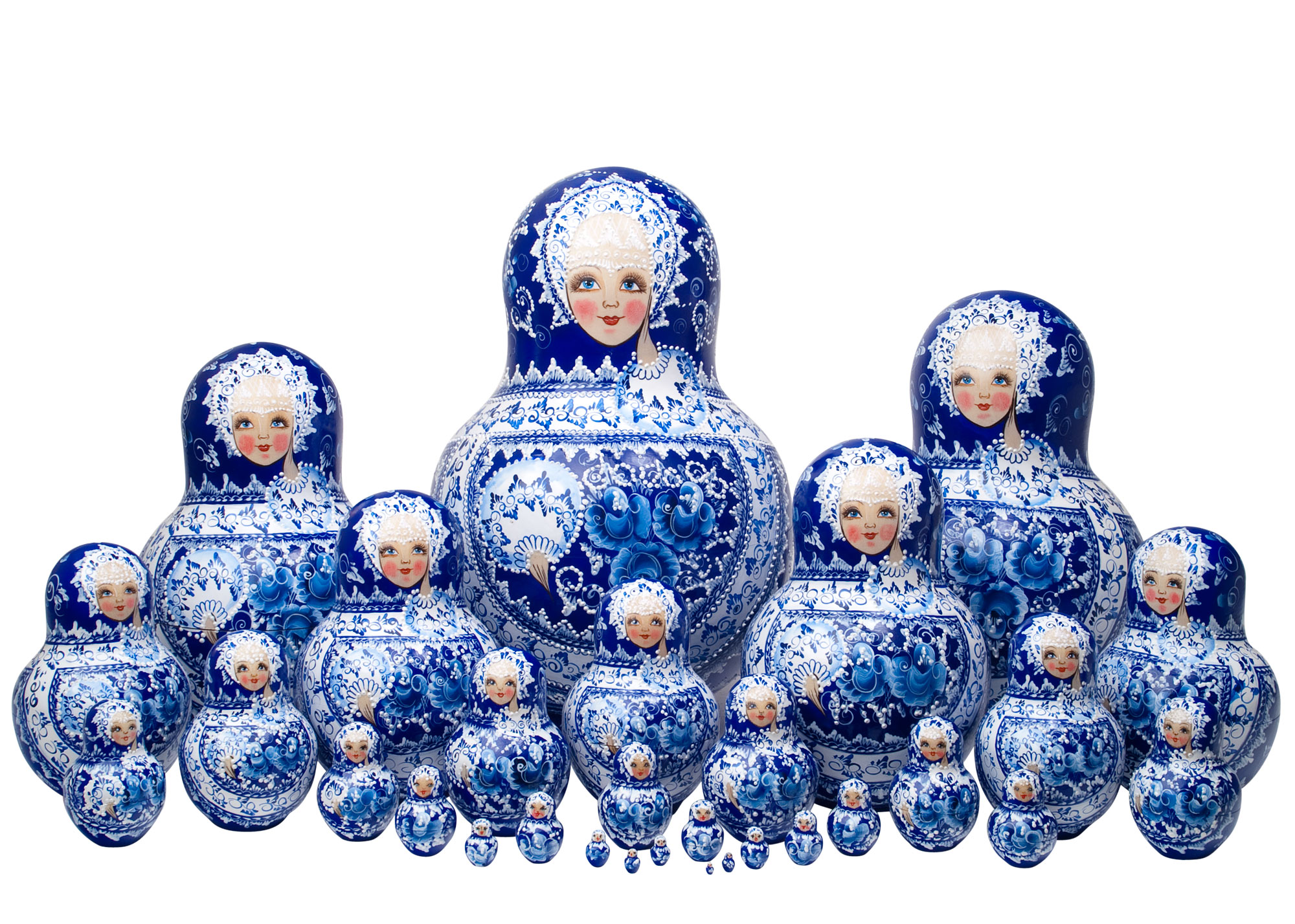 Buy Mega Gzhel Nesting Doll 30pc./13.5" at GoldenCockerel.com