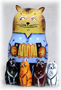 Buy Papa Cat Doll w/ 4 Cats Inside 5pc./3.5" at GoldenCockerel.com