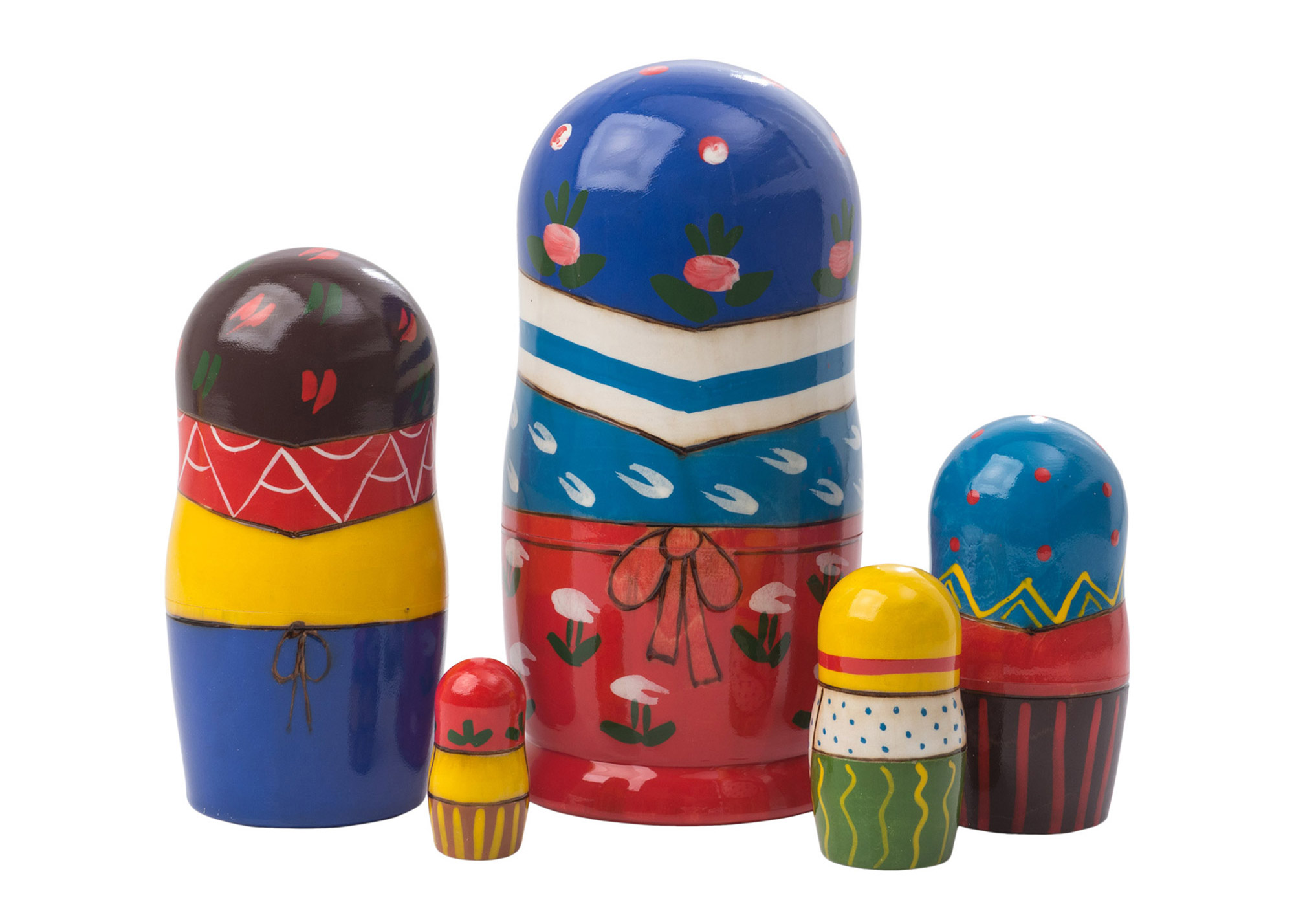 Buy Peasant Girl in Blue Kerchief Nesting Doll 5pc./6" at GoldenCockerel.com