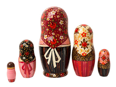 Buy Rooster Girl in Pink Nesting Doll 5pc./7" at GoldenCockerel.com