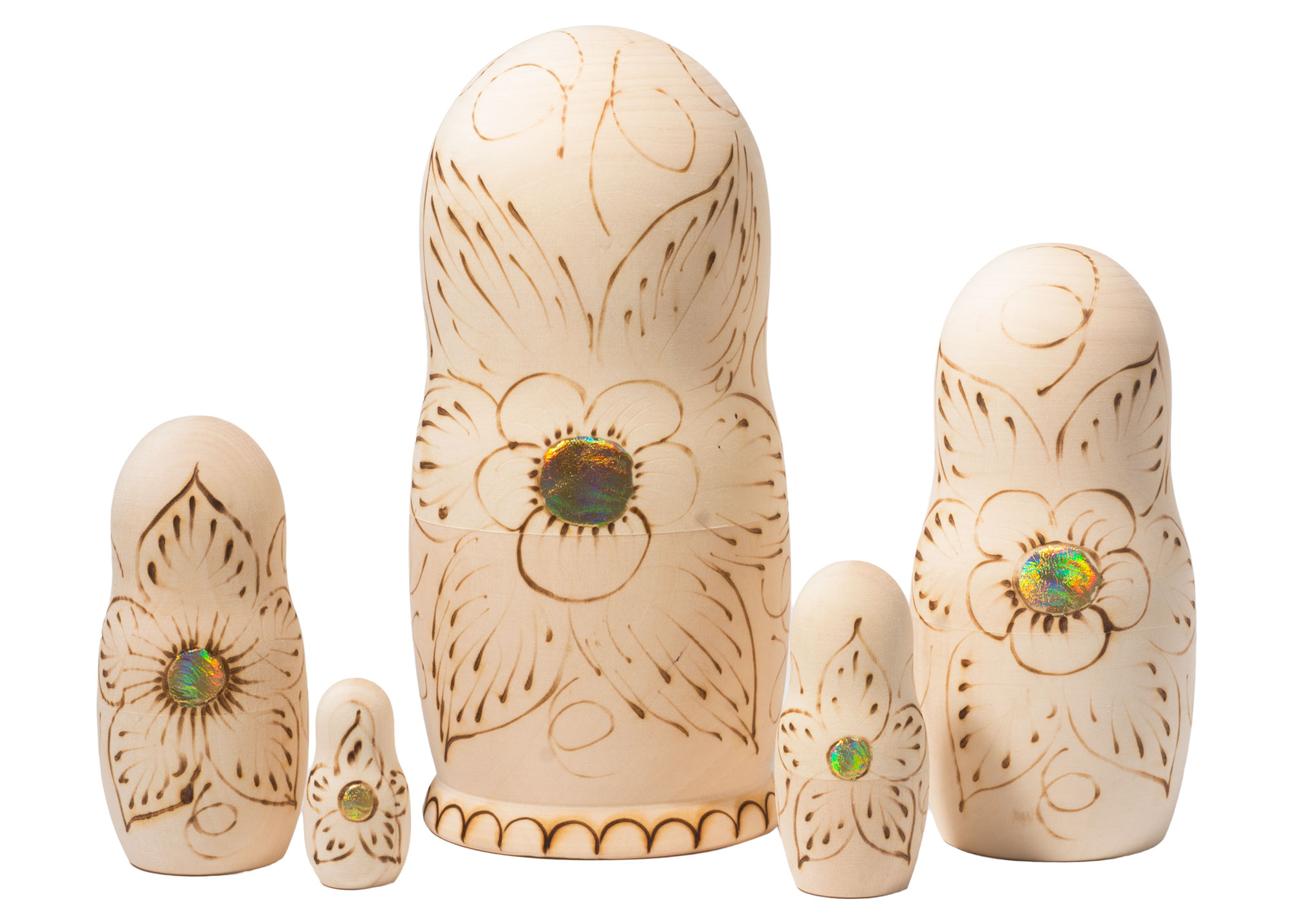 Buy Woodburned Cathedral Nesting Doll 5pc./6" at GoldenCockerel.com