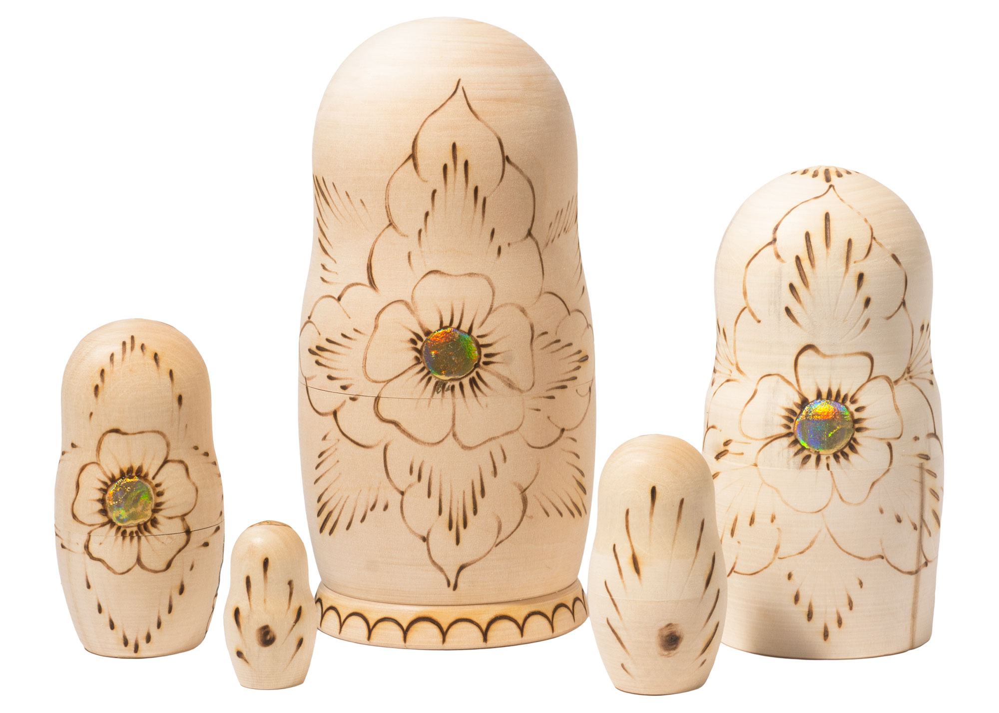 Buy 2nd Quality Woodburned Church Nesting Doll 5pc./5" at GoldenCockerel.com