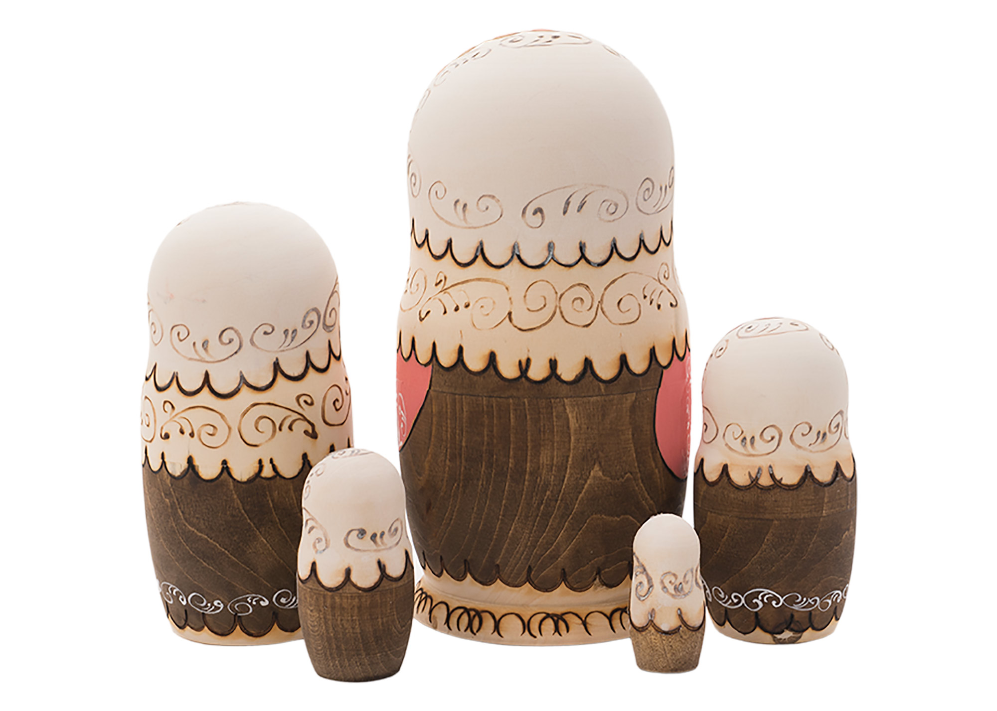 Buy Woodburned Nesting Doll 5pc./5"  at GoldenCockerel.com