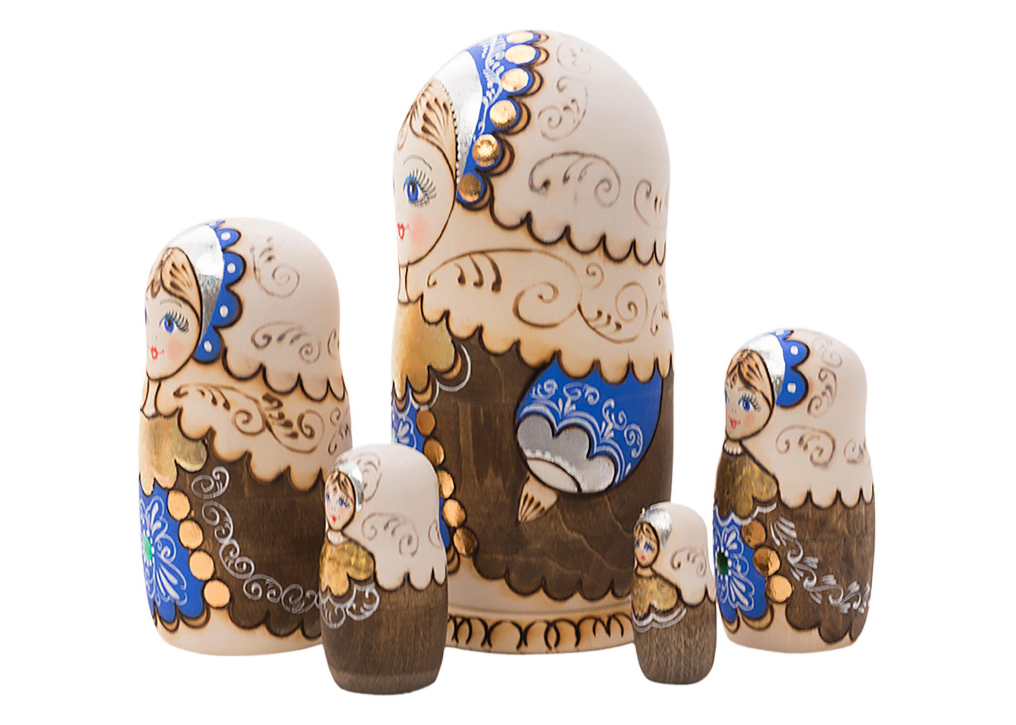 Buy Woodburned Nesting Doll 5pc./5"  at GoldenCockerel.com
