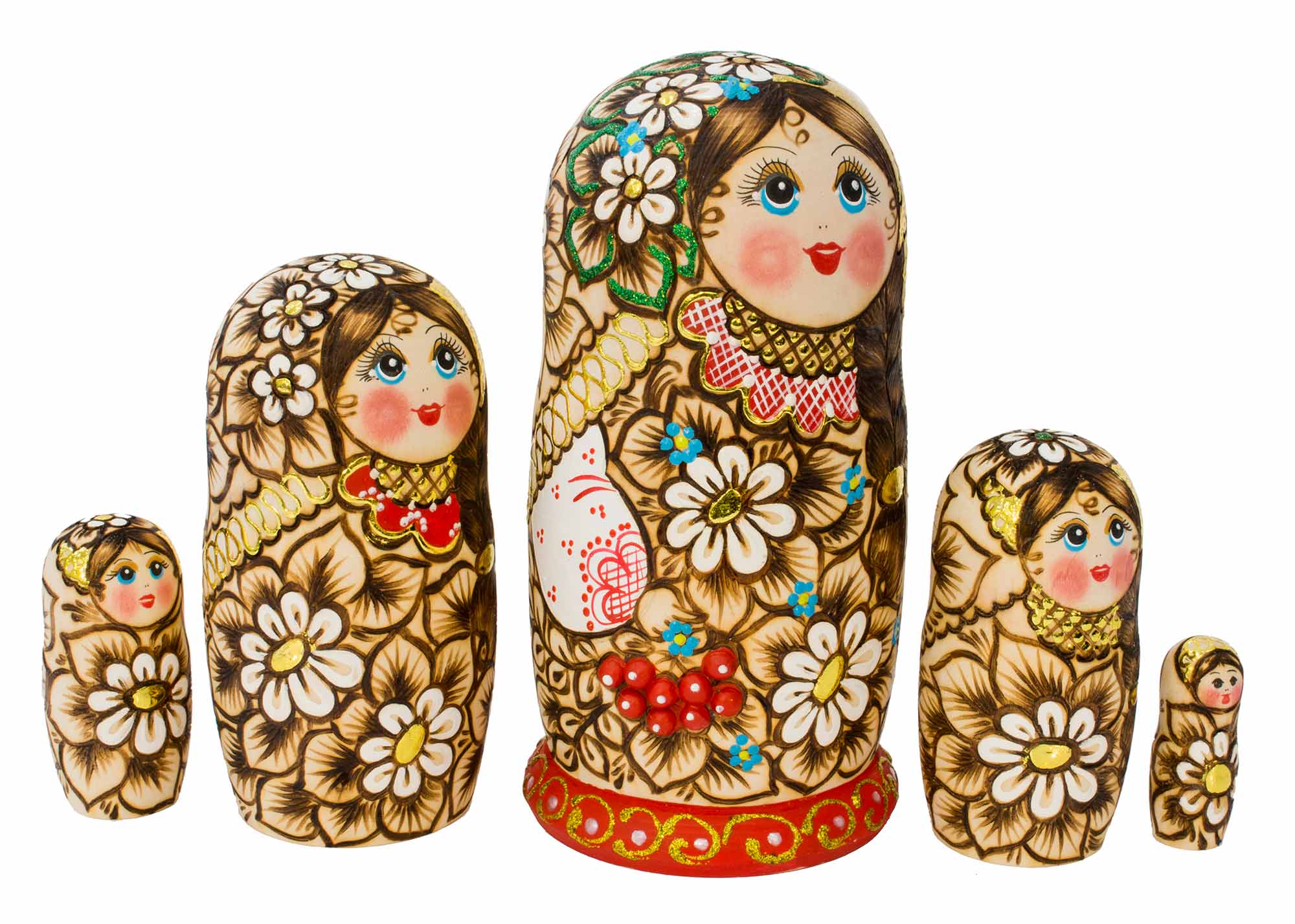 Buy Woodburned Rowanberry Nesting Doll 5pc./7" at GoldenCockerel.com