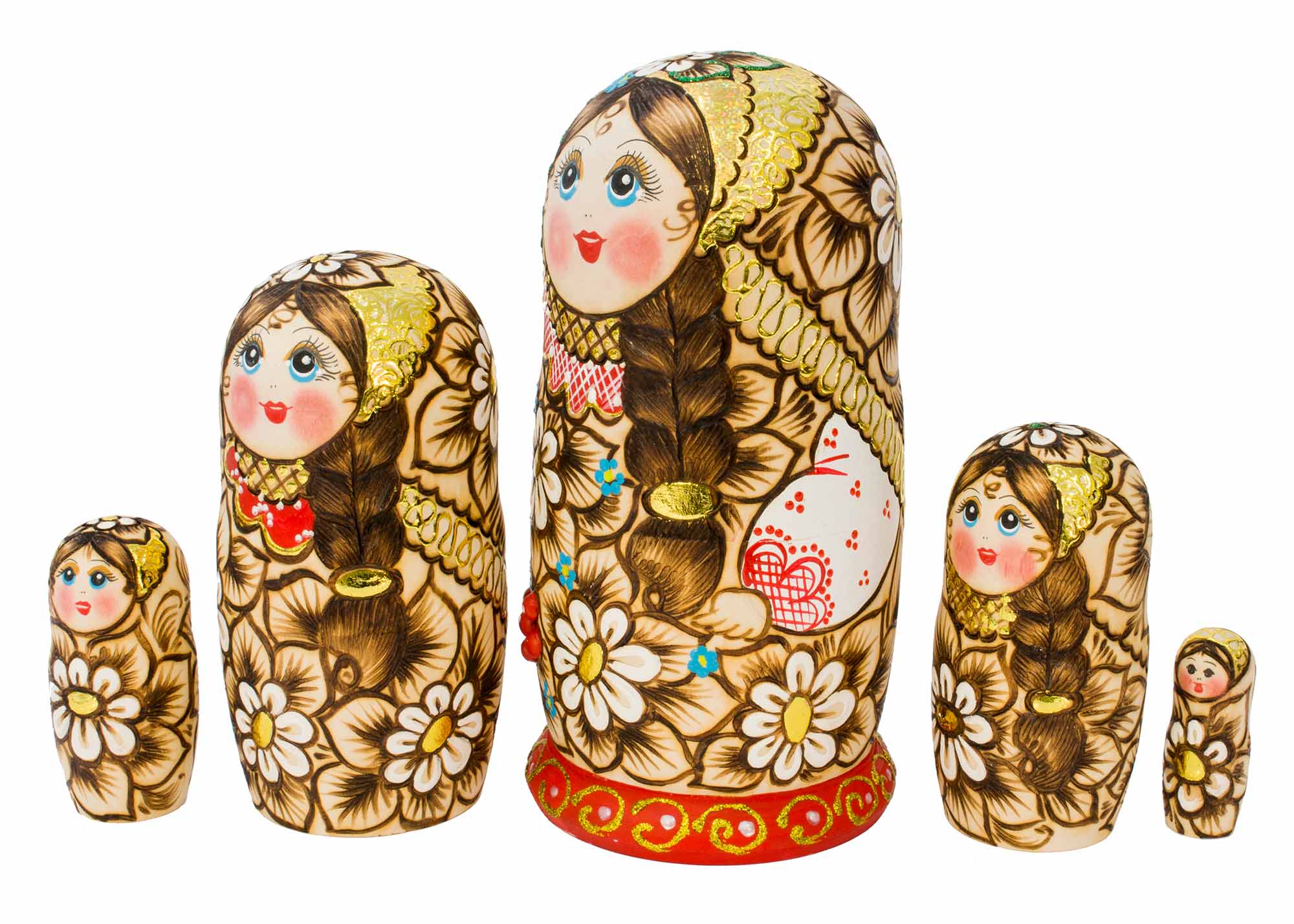 Buy Woodburned Rowanberry Nesting Doll 5pc./7" at GoldenCockerel.com