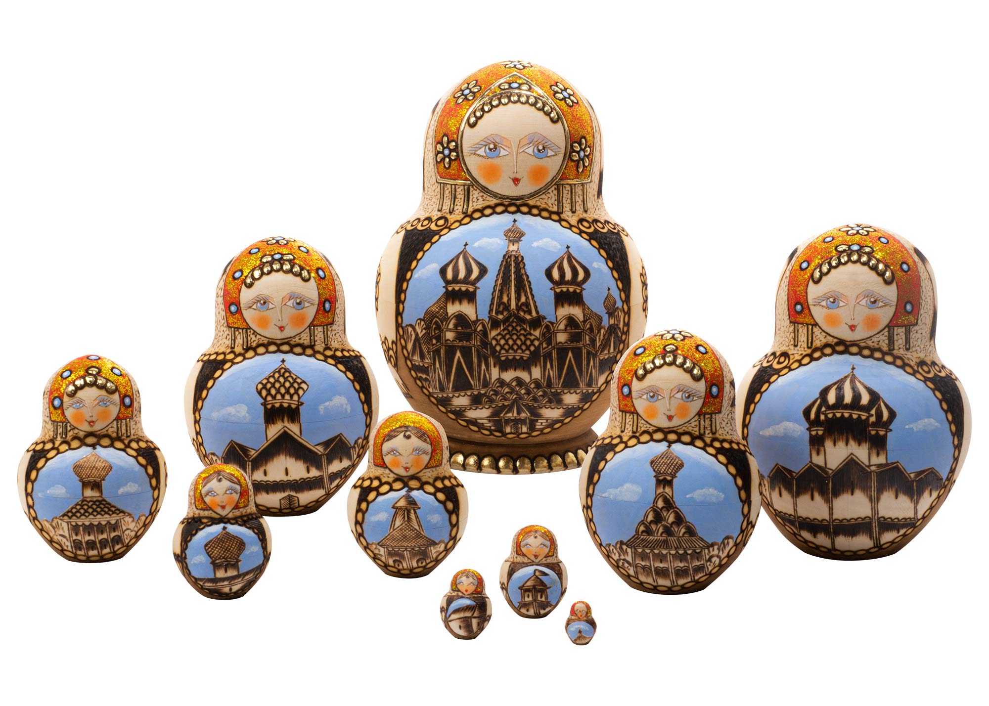 Buy Heart of Russia Woodburned Nesting Doll 10pc./5.5" at GoldenCockerel.com