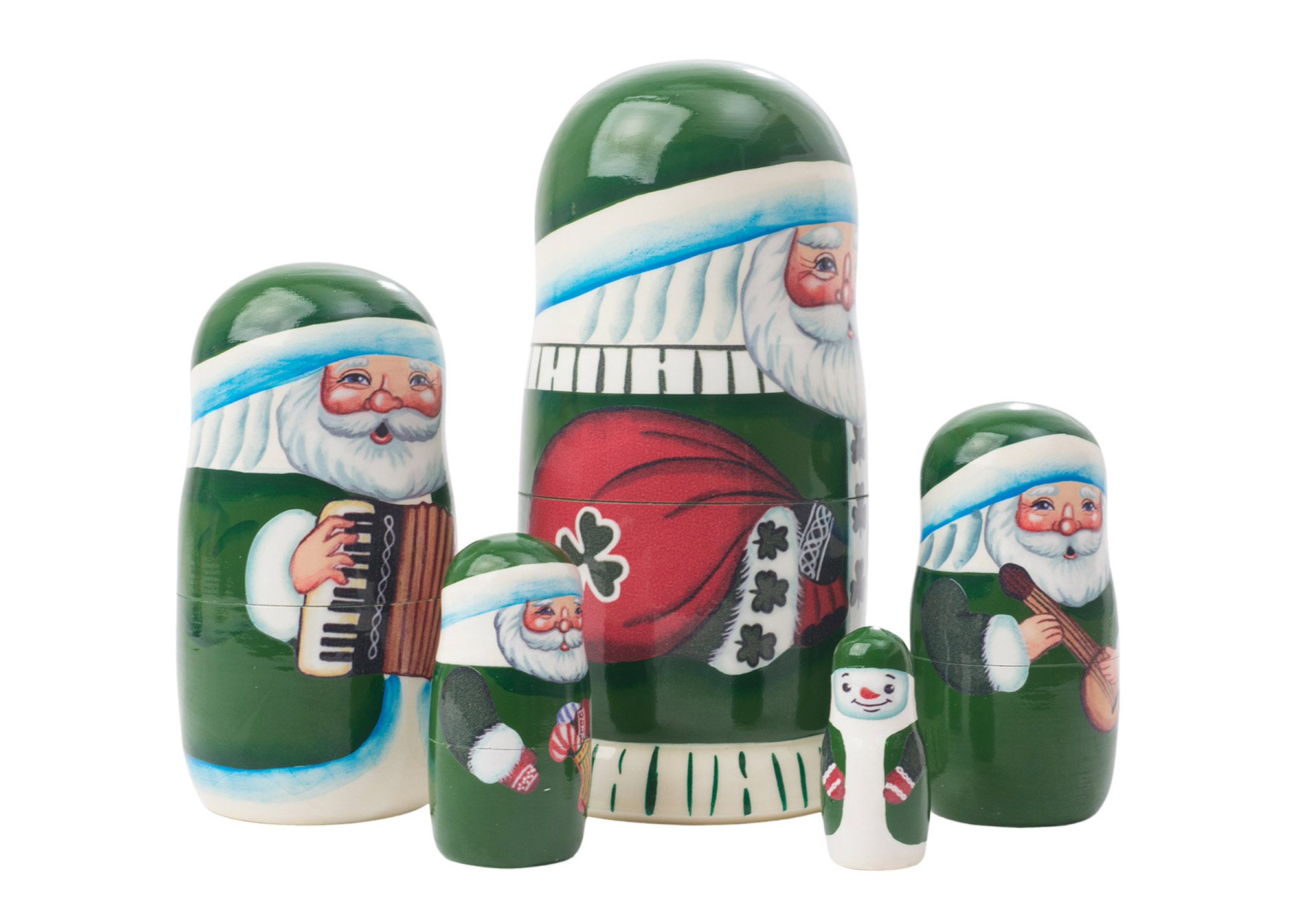 Buy Irish Santa Nesting Doll 5pc./5" at GoldenCockerel.com