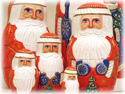 Buy Carved Santas Doll 7pc./8" at GoldenCockerel.com