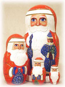 Buy Carved Santas Doll 7pc./8" at GoldenCockerel.com
