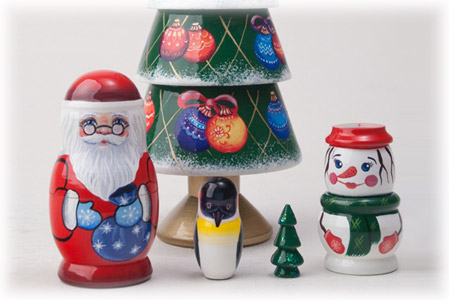 Buy Christmas Tree Nesting Doll 5pc./8.5" at GoldenCockerel.com