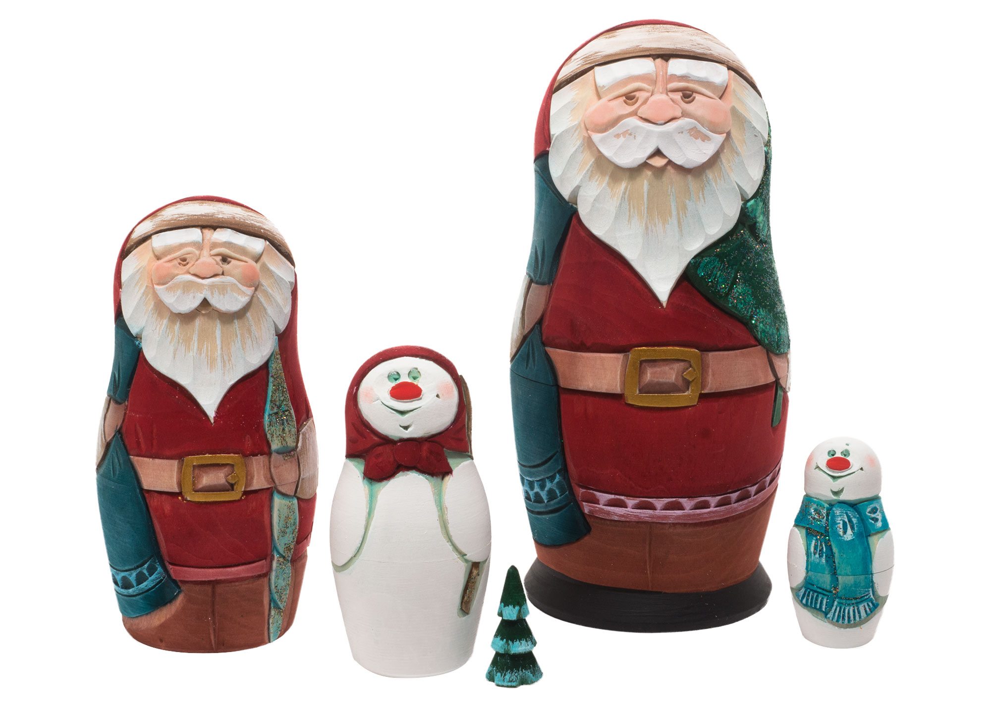 Buy Carved Christmas Nesting Doll 5pc./6" at GoldenCockerel.com