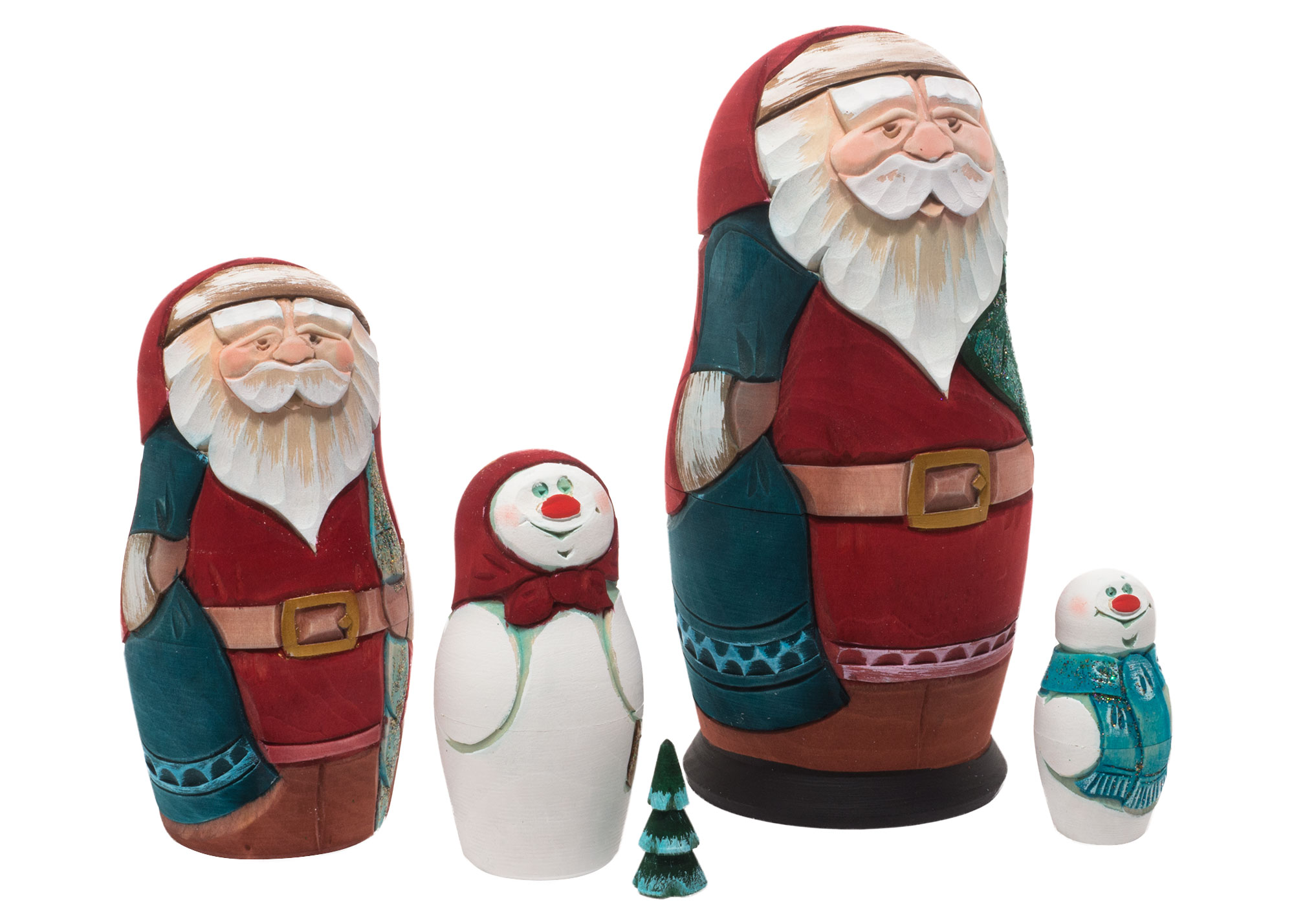 Buy Carved Christmas Nesting Doll 5pc./6" at GoldenCockerel.com