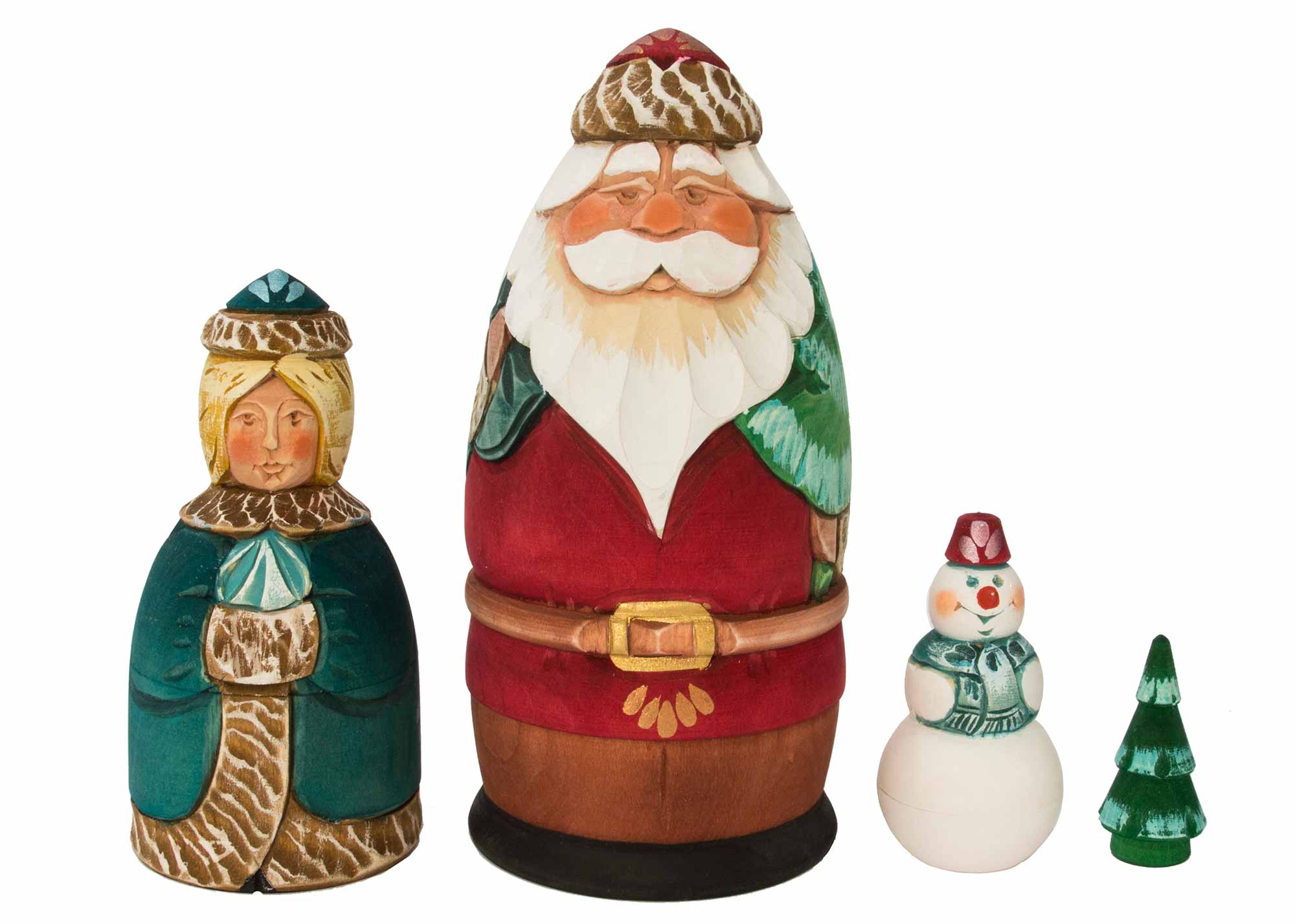 Buy Carved Father Frost with Snow Maiden Doll 4pc./6" by Koblov at GoldenCockerel.com