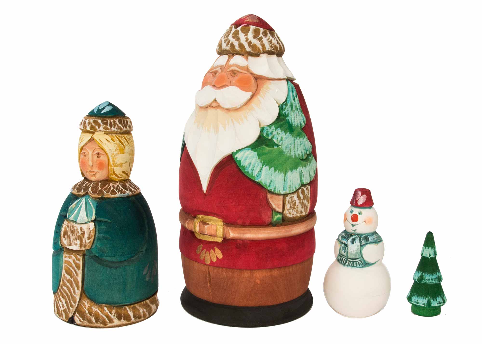 Buy Carved Father Frost with Snow Maiden Doll 4pc./6" by Koblov at GoldenCockerel.com