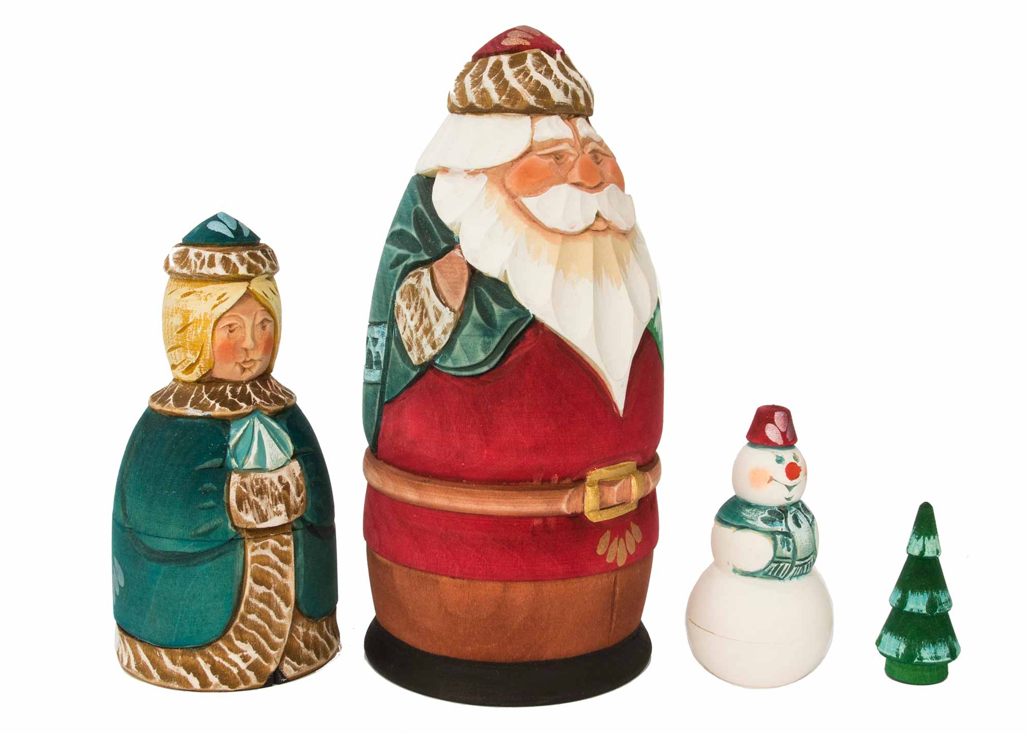 Buy Carved Father Frost with Snow Maiden Doll 4pc./6" by Koblov at GoldenCockerel.com