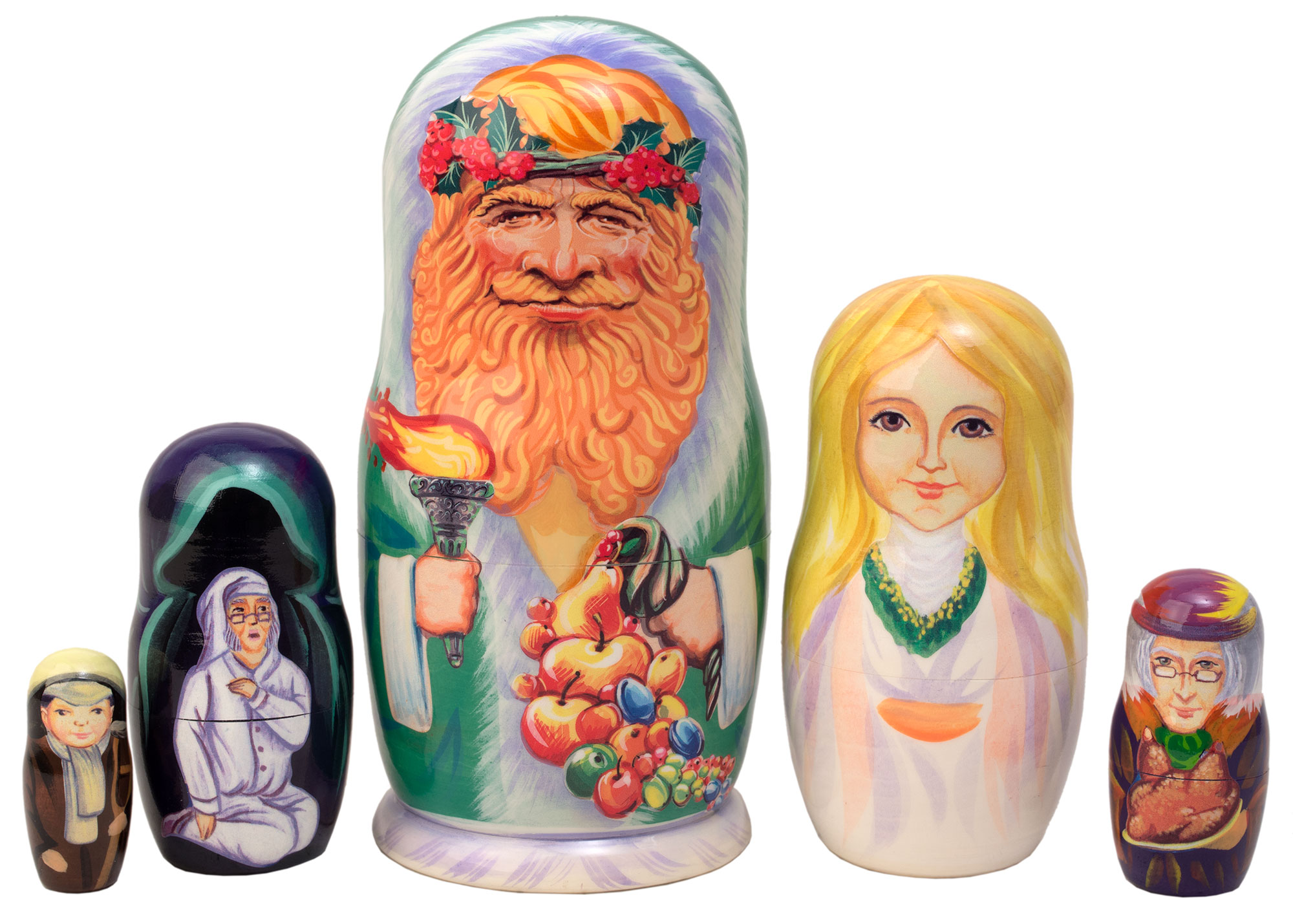 Buy Christmas Carol Nesting Doll 5pc./5" at GoldenCockerel.com