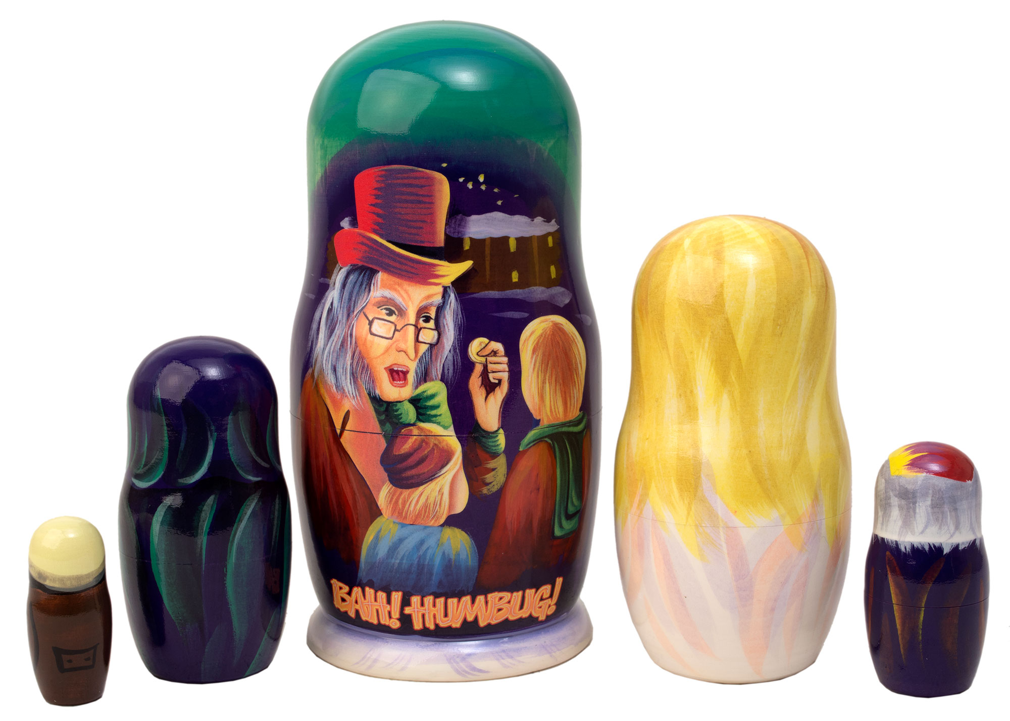 Buy Christmas Carol Nesting Doll 5pc./5" at GoldenCockerel.com