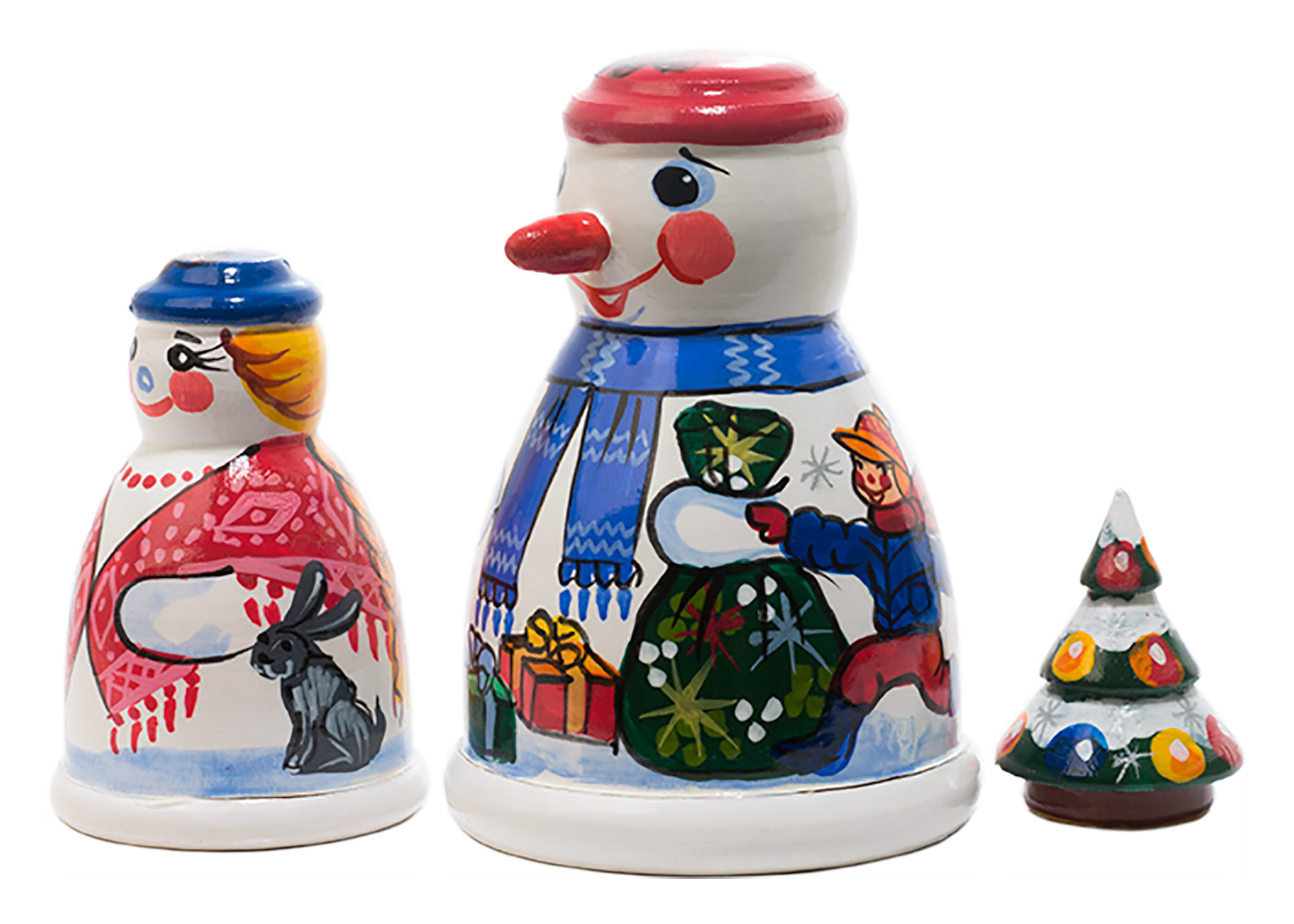 Buy Frosty Snowman Nesting Doll 3pc./4"  at GoldenCockerel.com