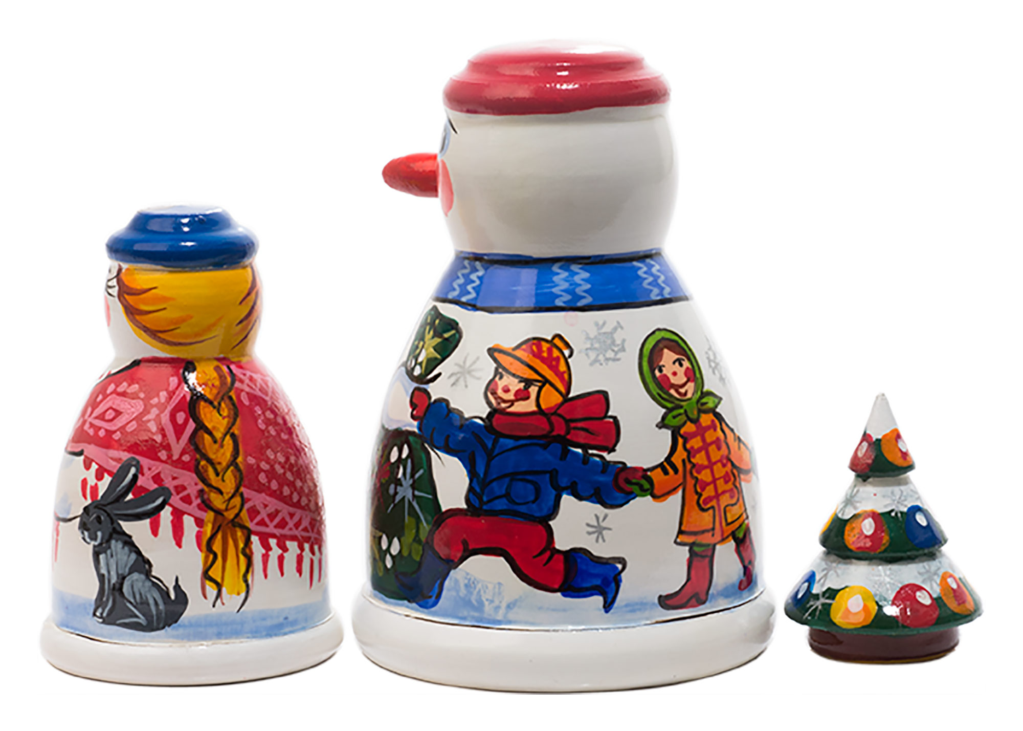 Buy Frosty Snowman Nesting Doll 3pc./4"  at GoldenCockerel.com