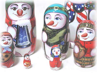 Buy International Snowmen Doll 7pc/8" at GoldenCockerel.com