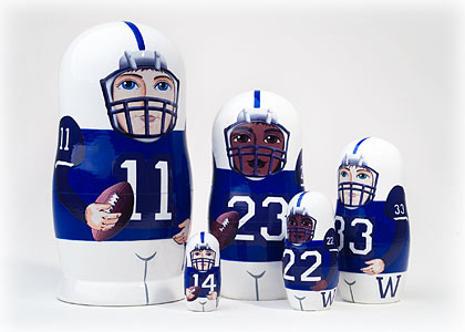 Buy Blue Football Nesting Doll 5pc./6” at GoldenCockerel.com