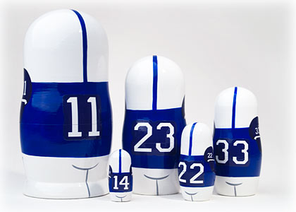 Buy Blue Football Nesting Doll 5pc./6” at GoldenCockerel.com