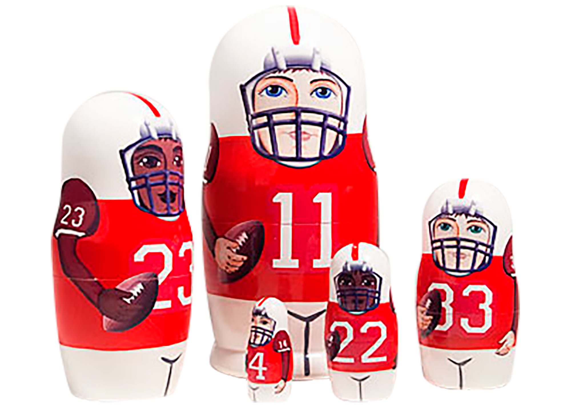 Buy Red Football Nesting Doll 5pc./6” at GoldenCockerel.com