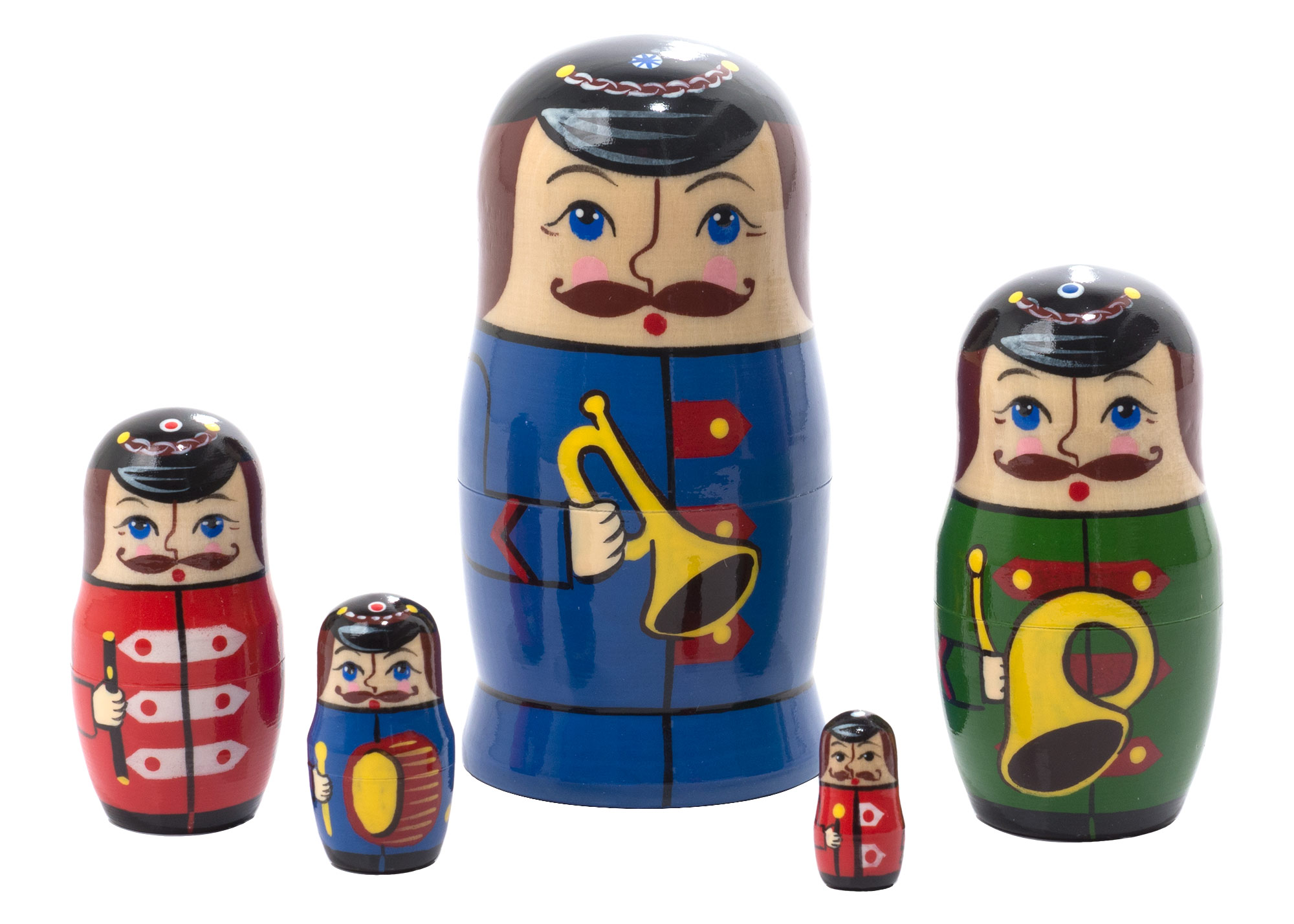 Buy Soldier Musicians Matryoshka Doll 5pc./4" at GoldenCockerel.com