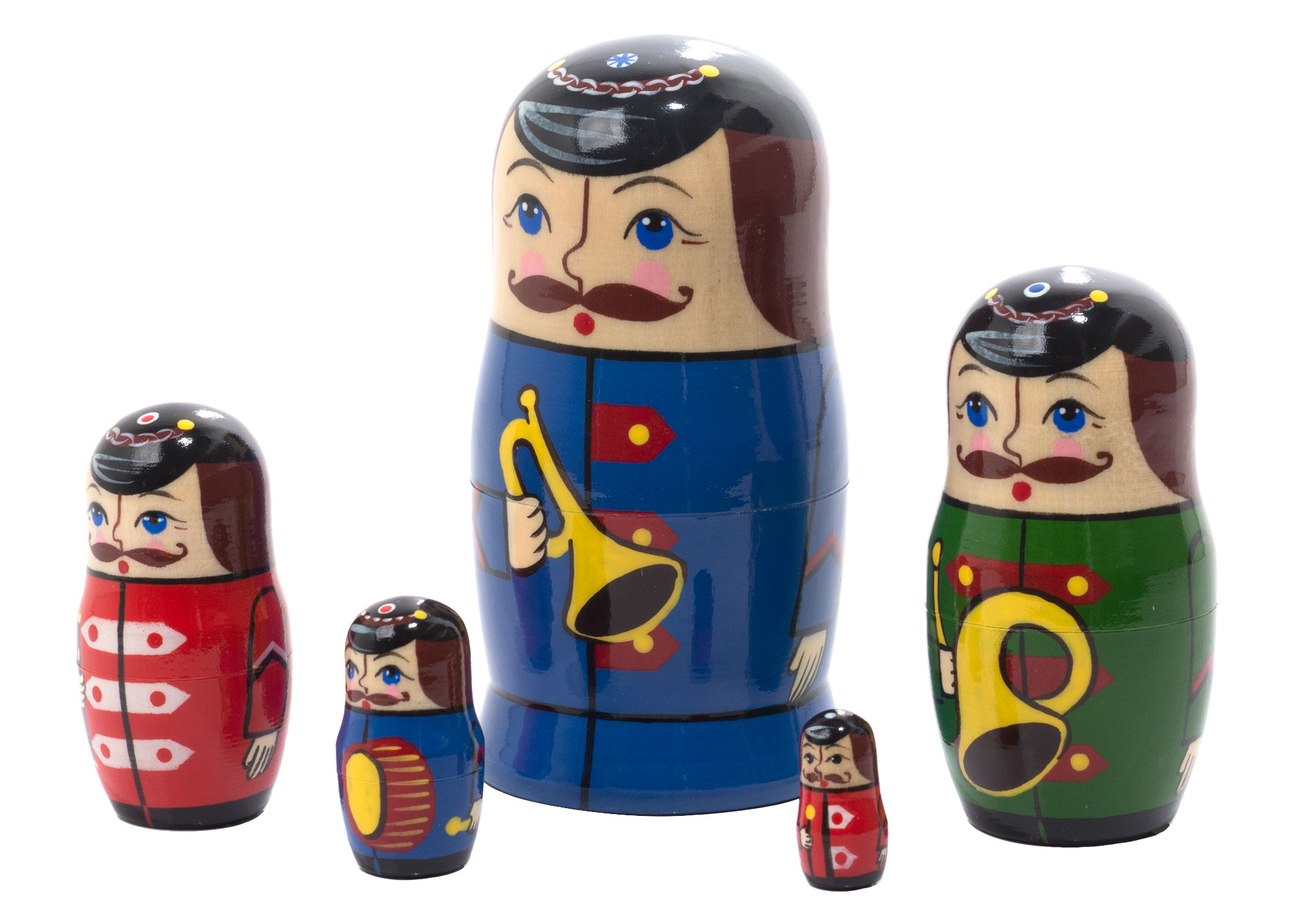 Buy Soldier Musicians Matryoshka Doll 5pc./4" at GoldenCockerel.com