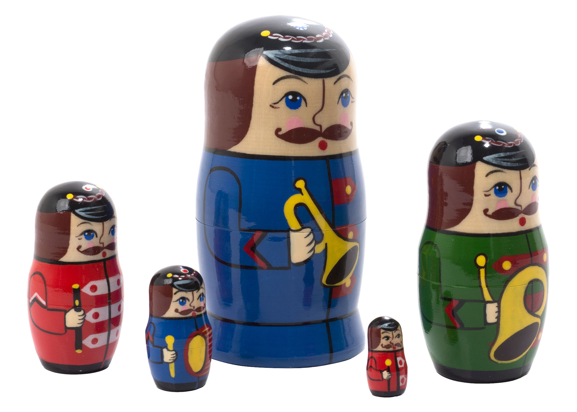 Buy Soldier Musicians Matryoshka Doll 5pc./4" at GoldenCockerel.com