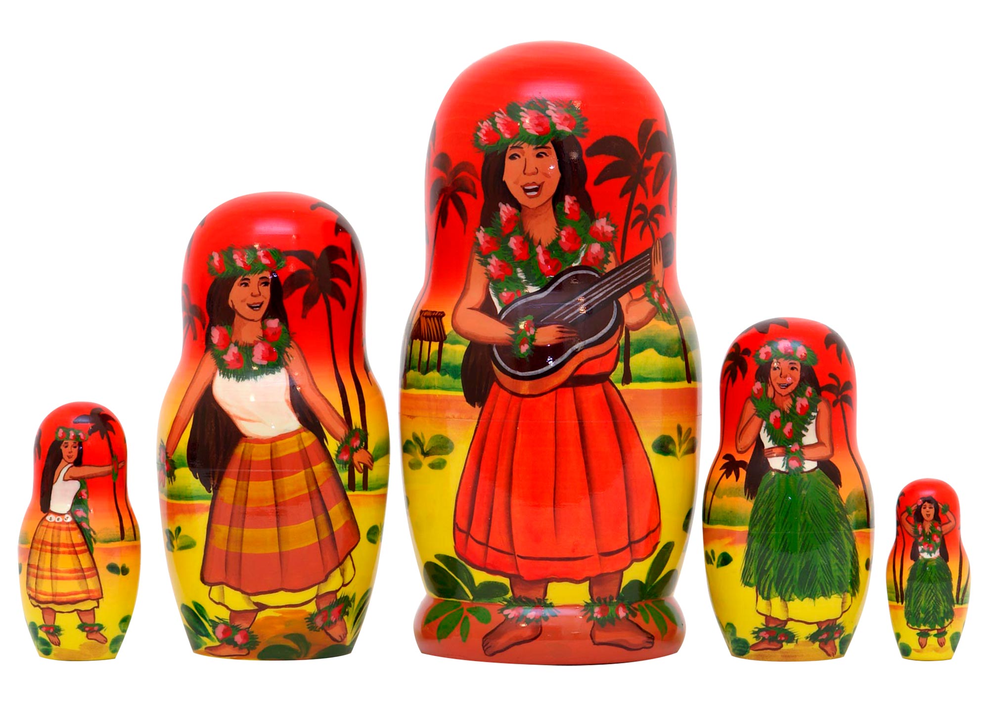 Buy Hula Girl Nesting Doll 5pc./5" at GoldenCockerel.com