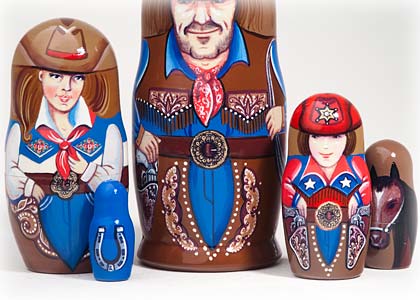 Buy Cowboy Nesting Doll 5pc./5” at GoldenCockerel.com