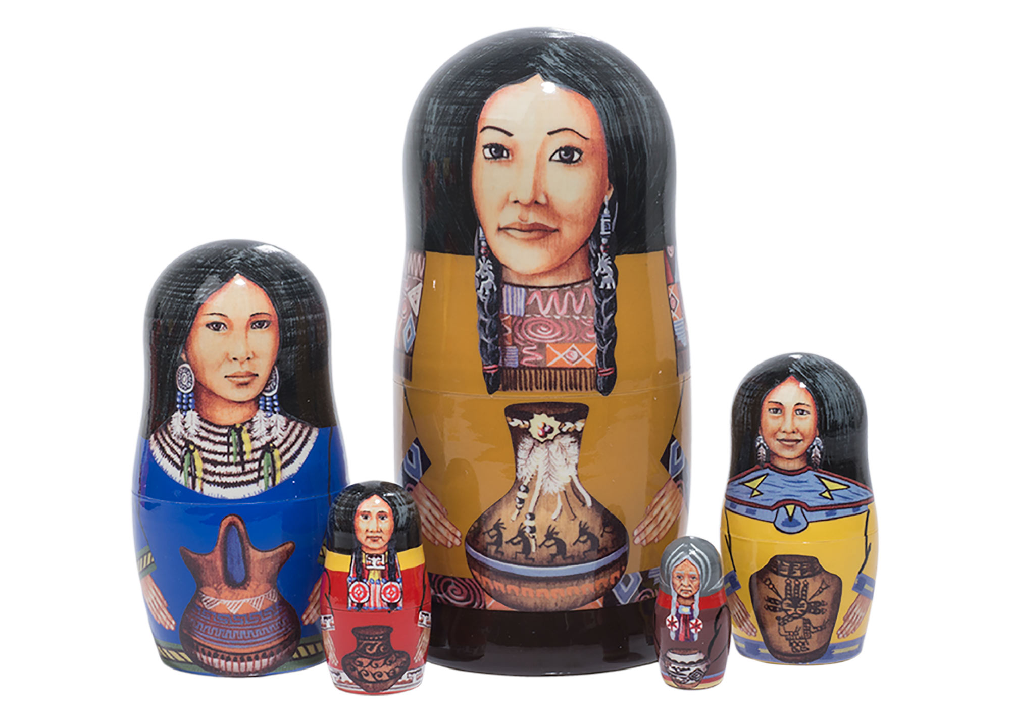 Buy Indian Princesses Nesting Doll 5pc./5" at GoldenCockerel.com