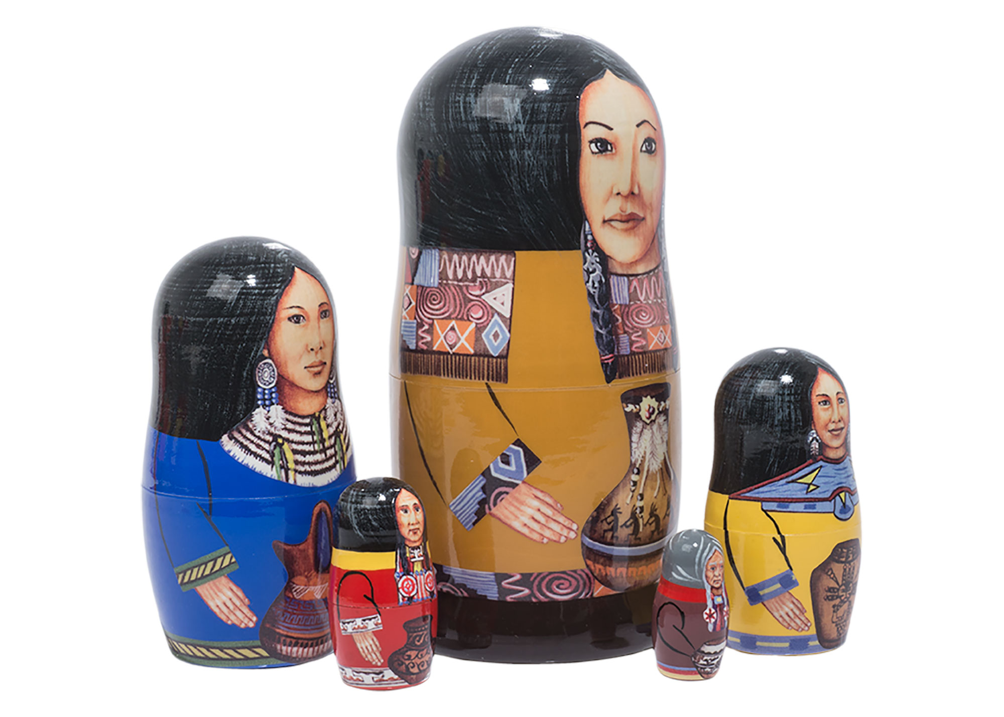 Buy Indian Princesses Nesting Doll 5pc./5" at GoldenCockerel.com