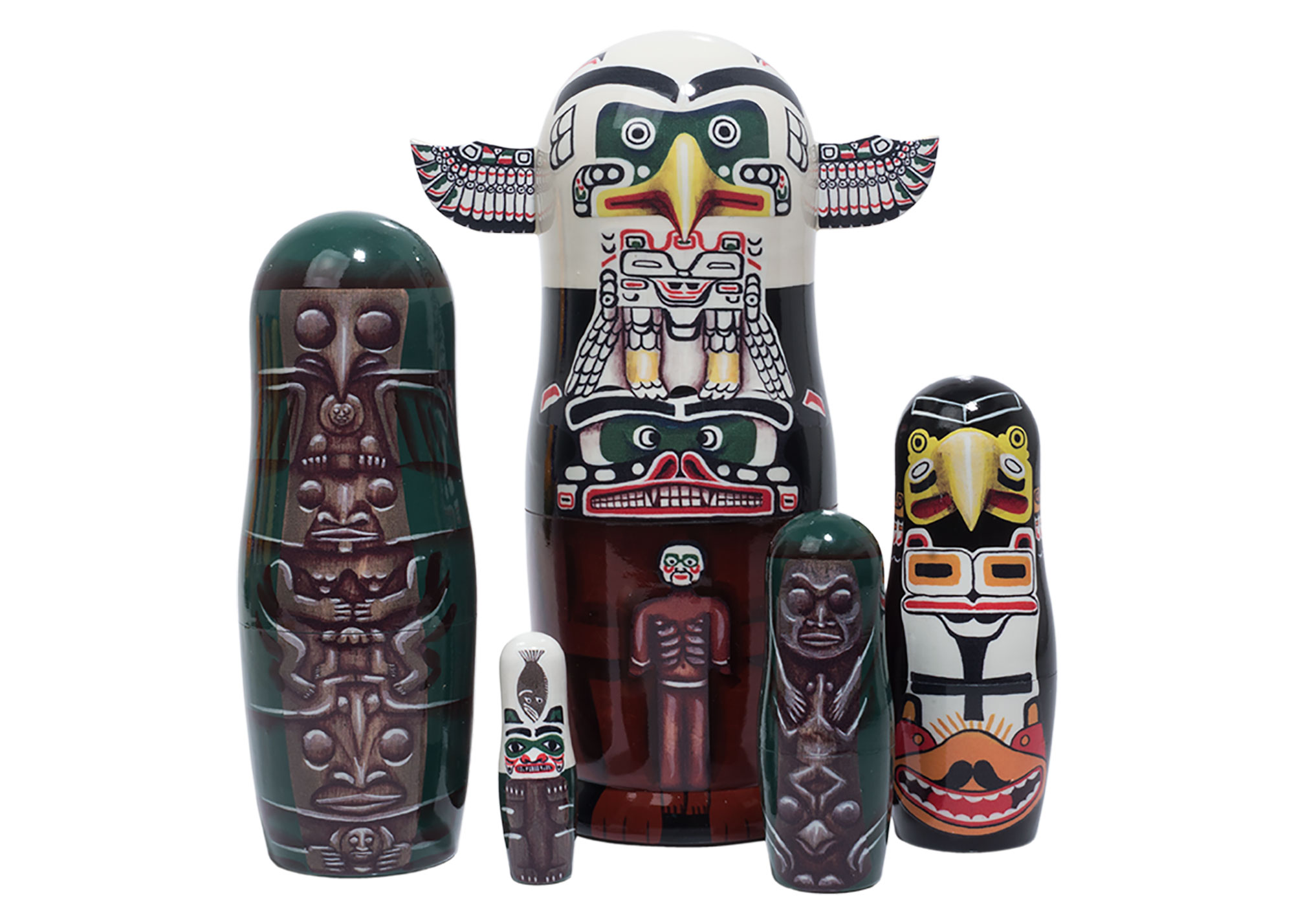 Buy Totem Pole Nesting Doll 5pc./8" at GoldenCockerel.com